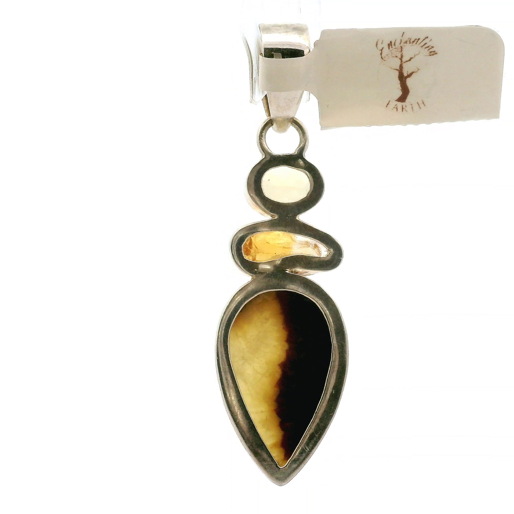 Septarian Multi-Stone Pendant .925 Silver for Grounding, Confidence and Transformation