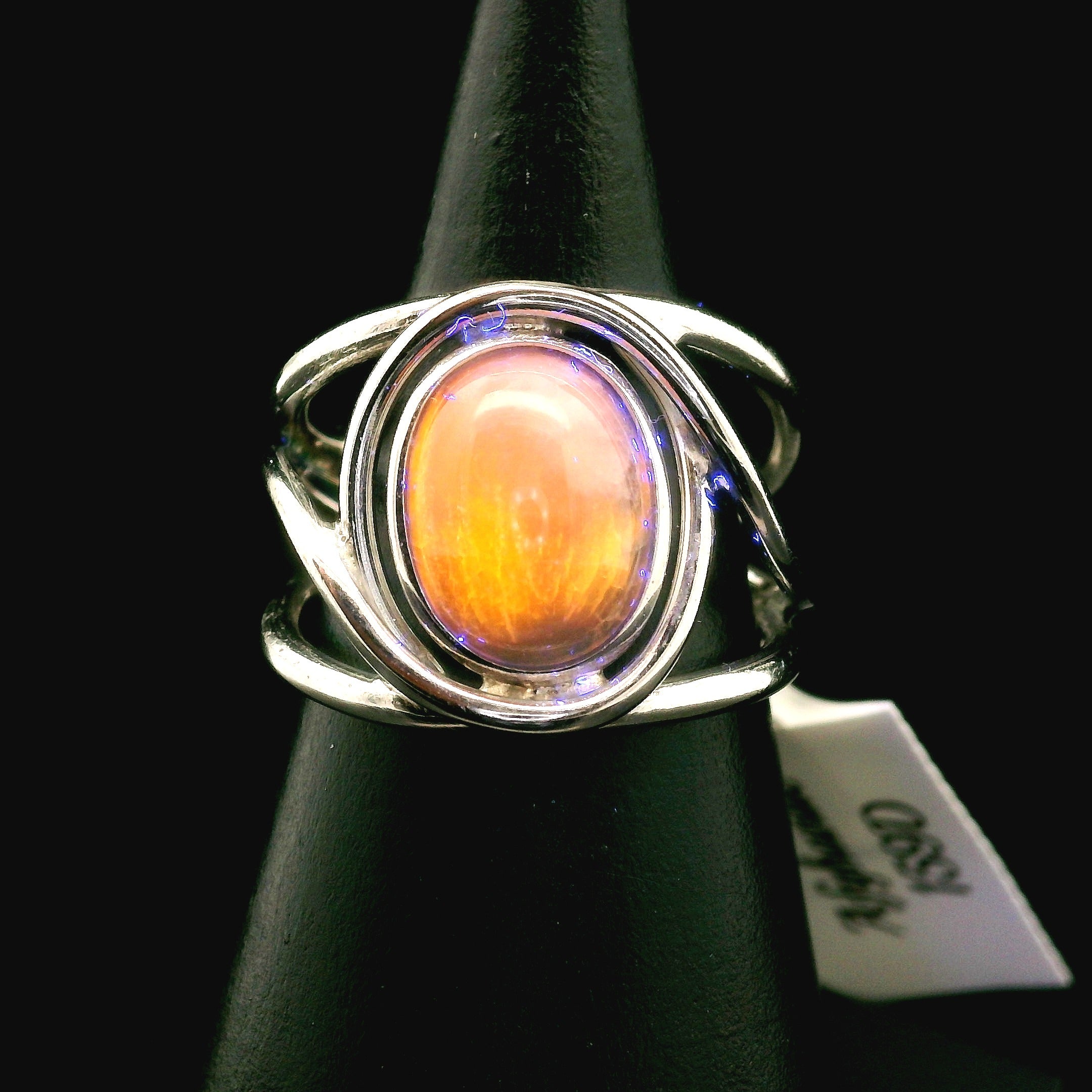 Afghanite Cuff Ring 925 Silver for Accessing the Akashic Records and Psychic Vision