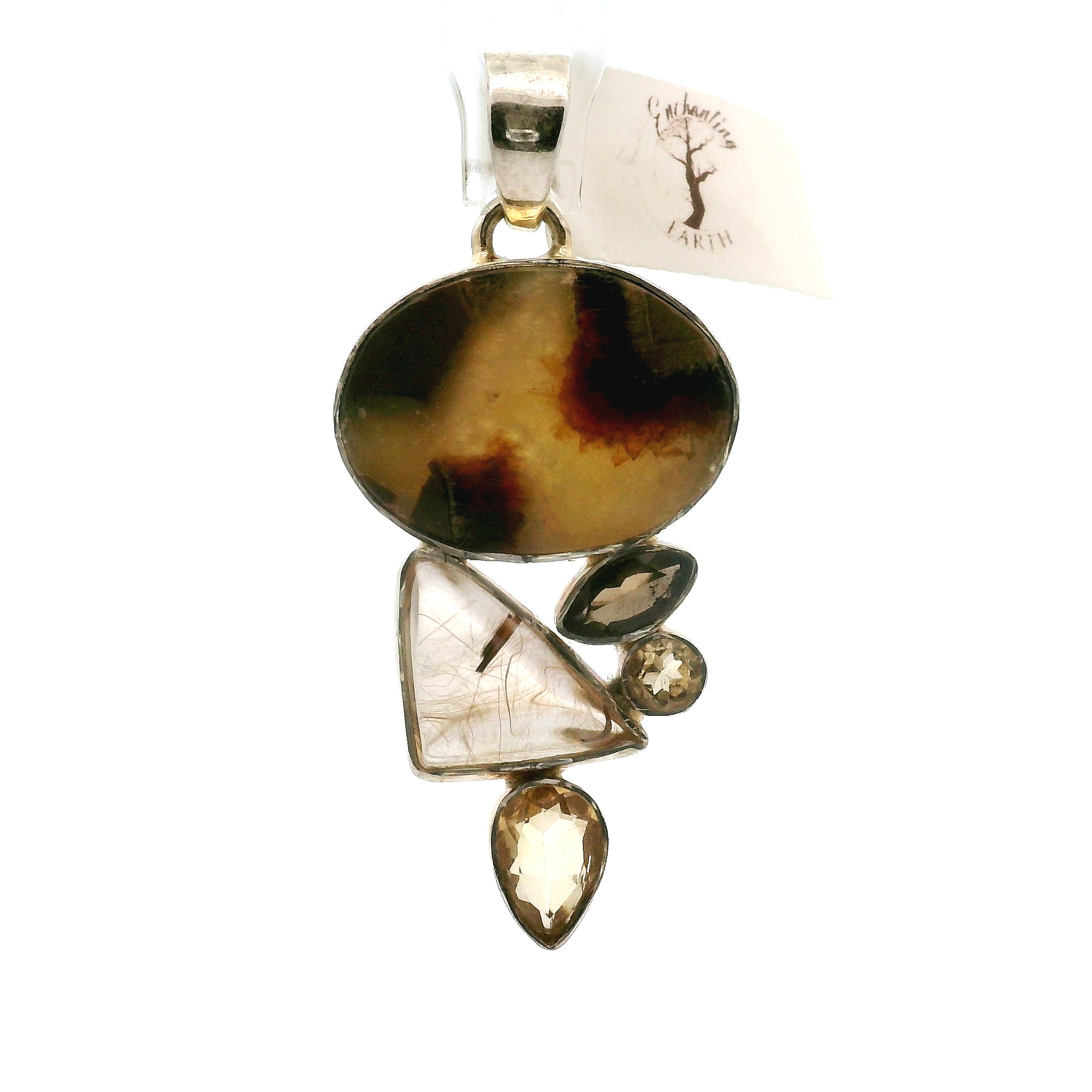 Septarian Multi-Stone Pendant .925 Silver for Grounding, Confidence and Transformation