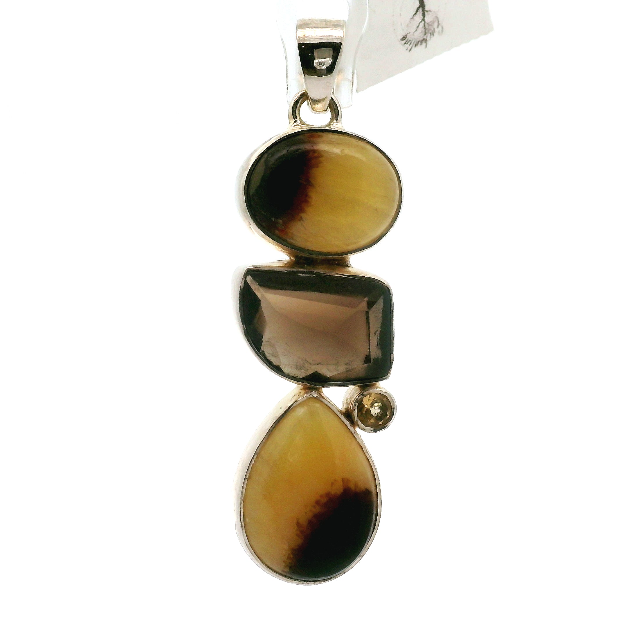 Septarian Multi-Stone Pendant .925 Silver for Grounding, Confidence and Transformation