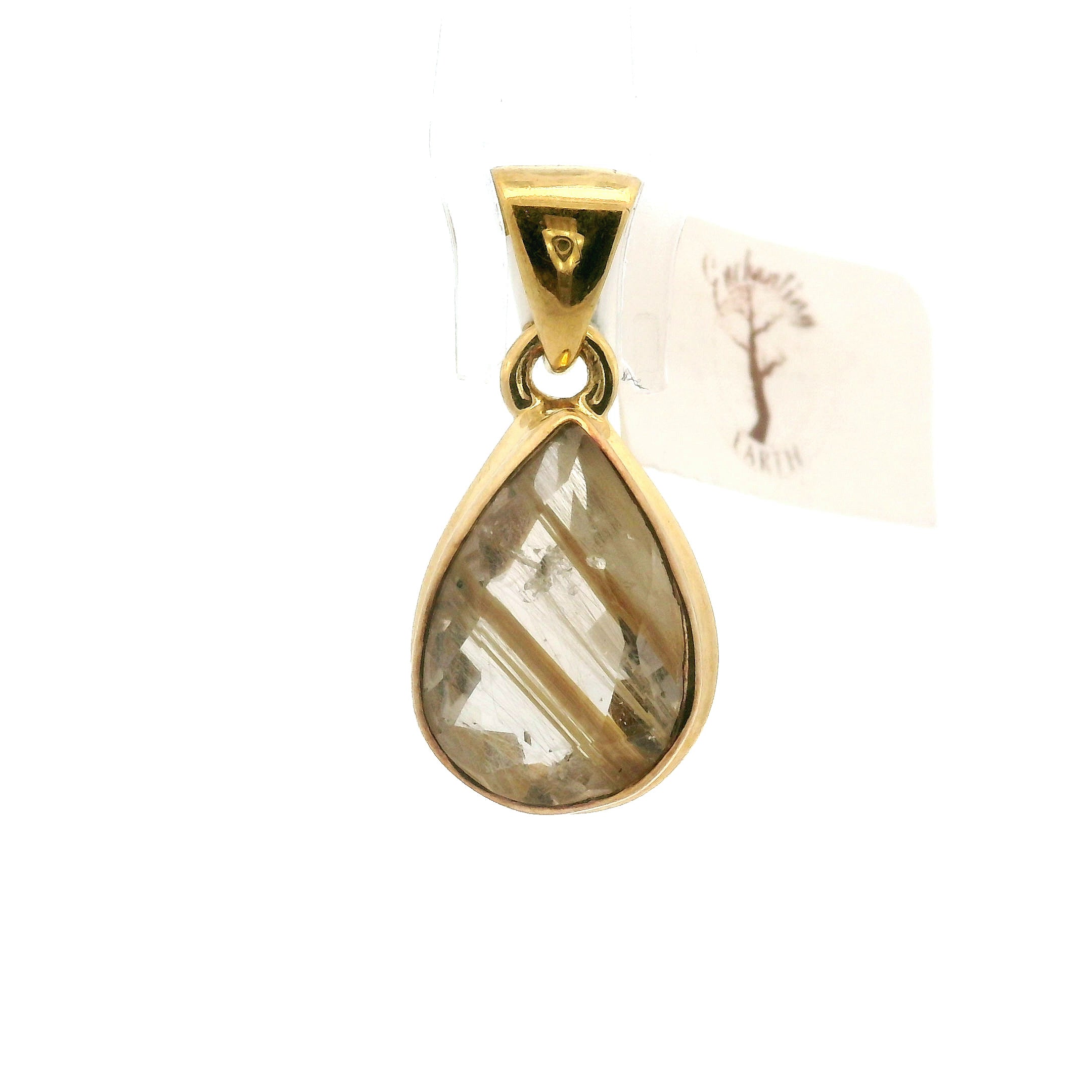 Gold Rutile Pendant .925 Silver with Gold Plating for Insight, Meditation & Shamanic Journey