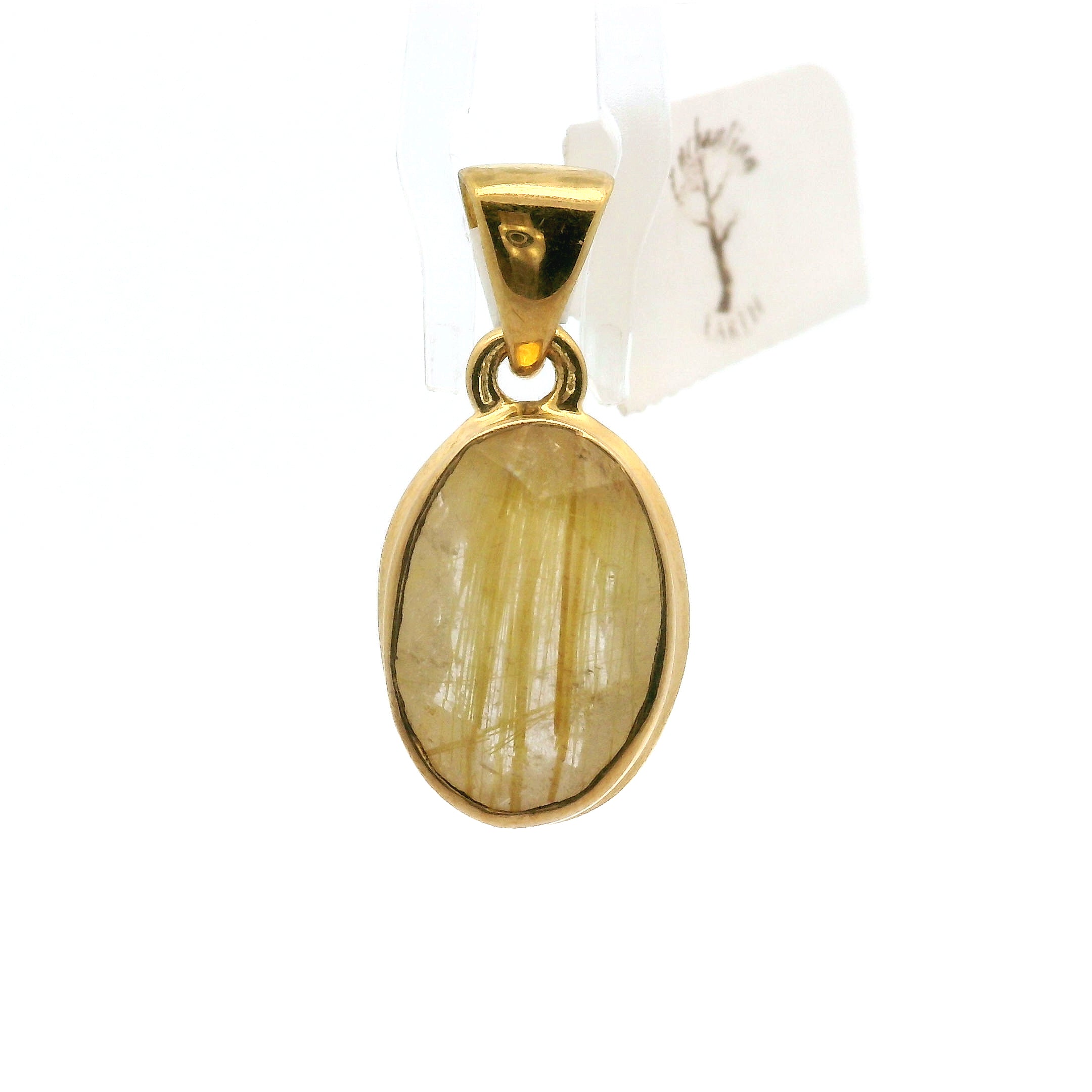 Gold Rutile Pendant .925 Silver with Gold Plating for Insight, Meditation & Shamanic Journey