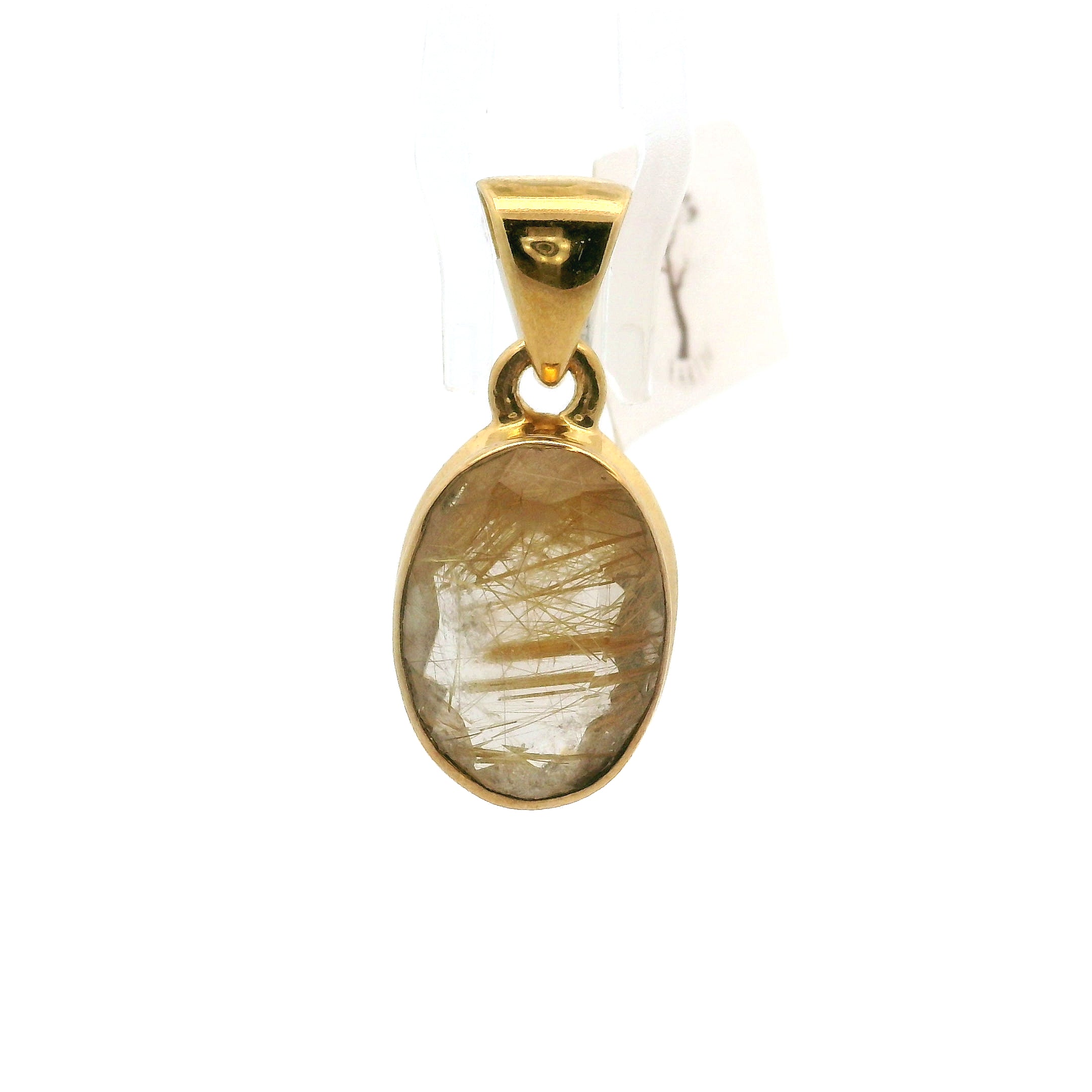 Gold Rutile Pendant .925 Silver with Gold Plating for Insight, Meditation & Shamanic Journey