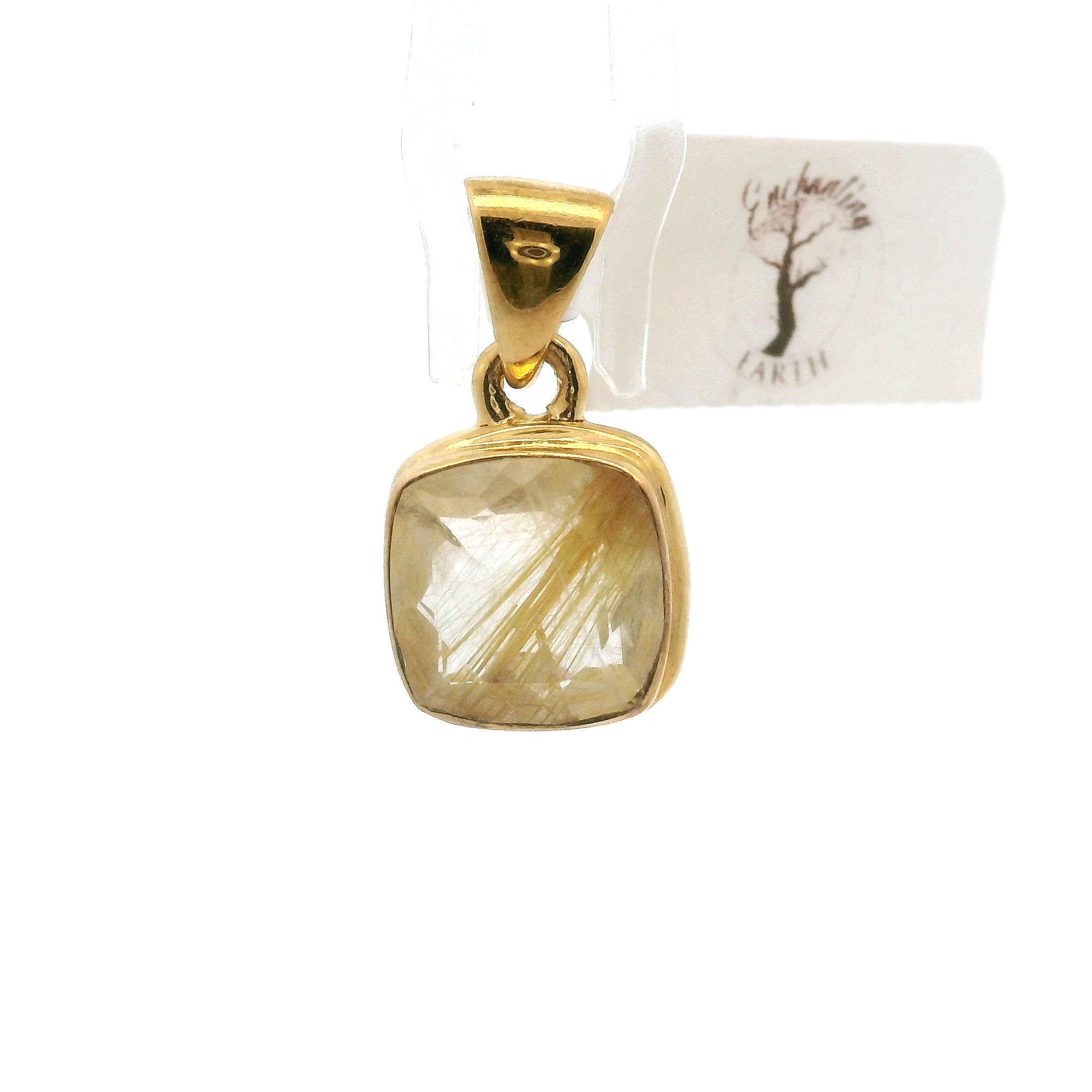 Gold Rutile Pendant .925 Silver with Gold Plating for Insight, Meditation & Shamanic Journey