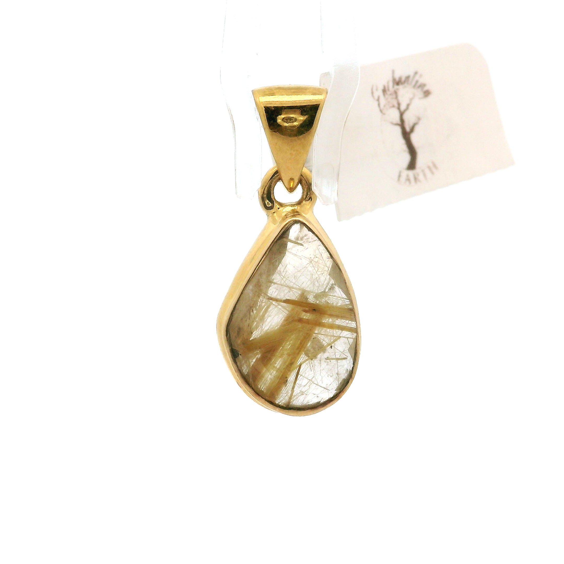 Gold Rutile Pendant .925 Silver with Gold Plating for Insight, Meditation & Shamanic Journey
