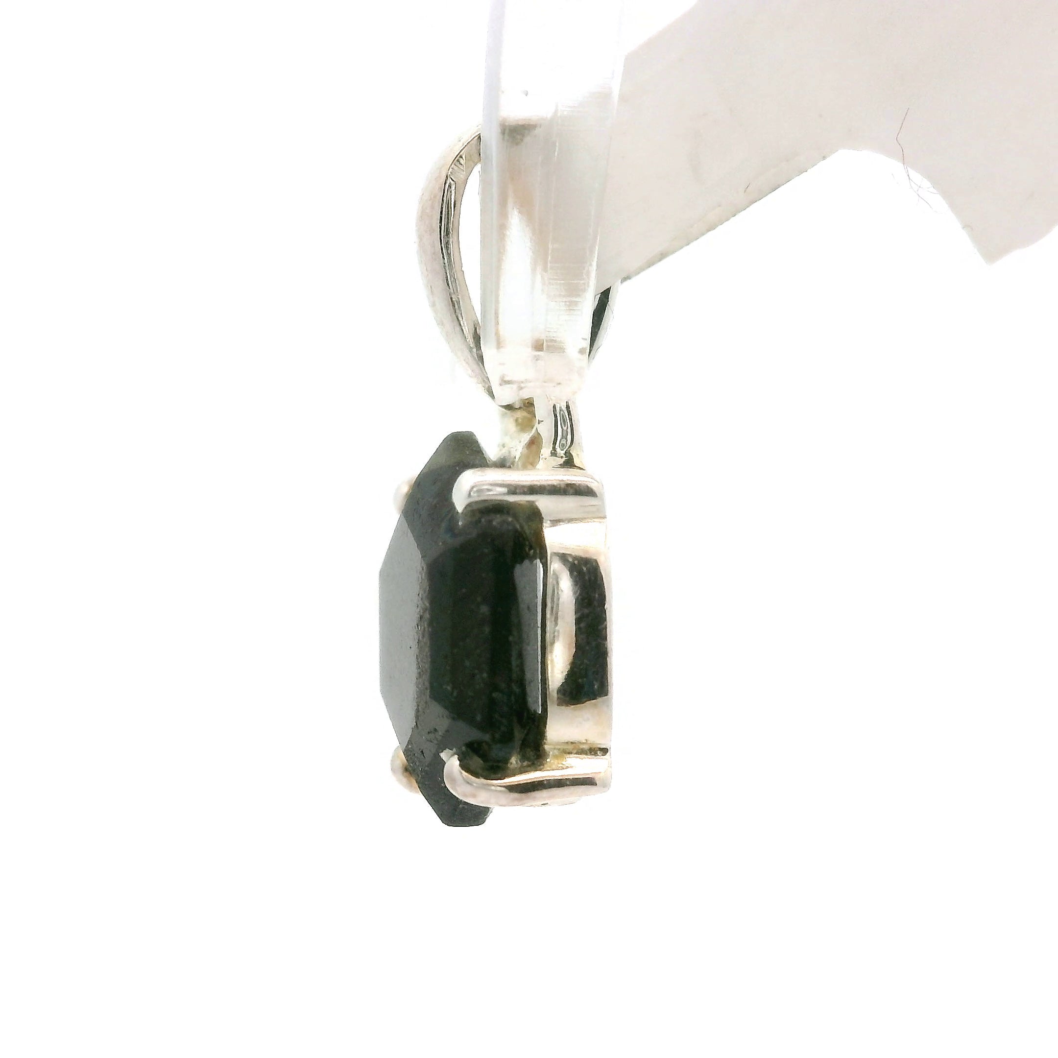 Black Sapphire Hexagon Pendant .925 Silver for Good Luck, Prosperity and Protection