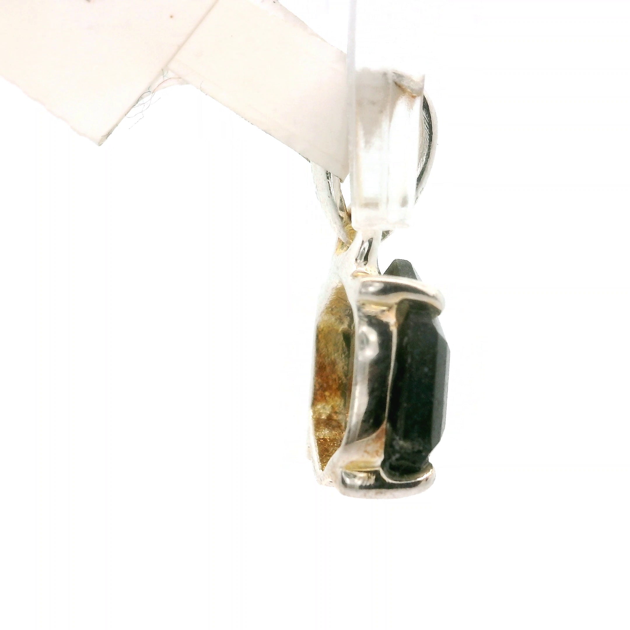 Black Sapphire Hexagon Pendant .925 Silver for Good Luck, Prosperity and Protection