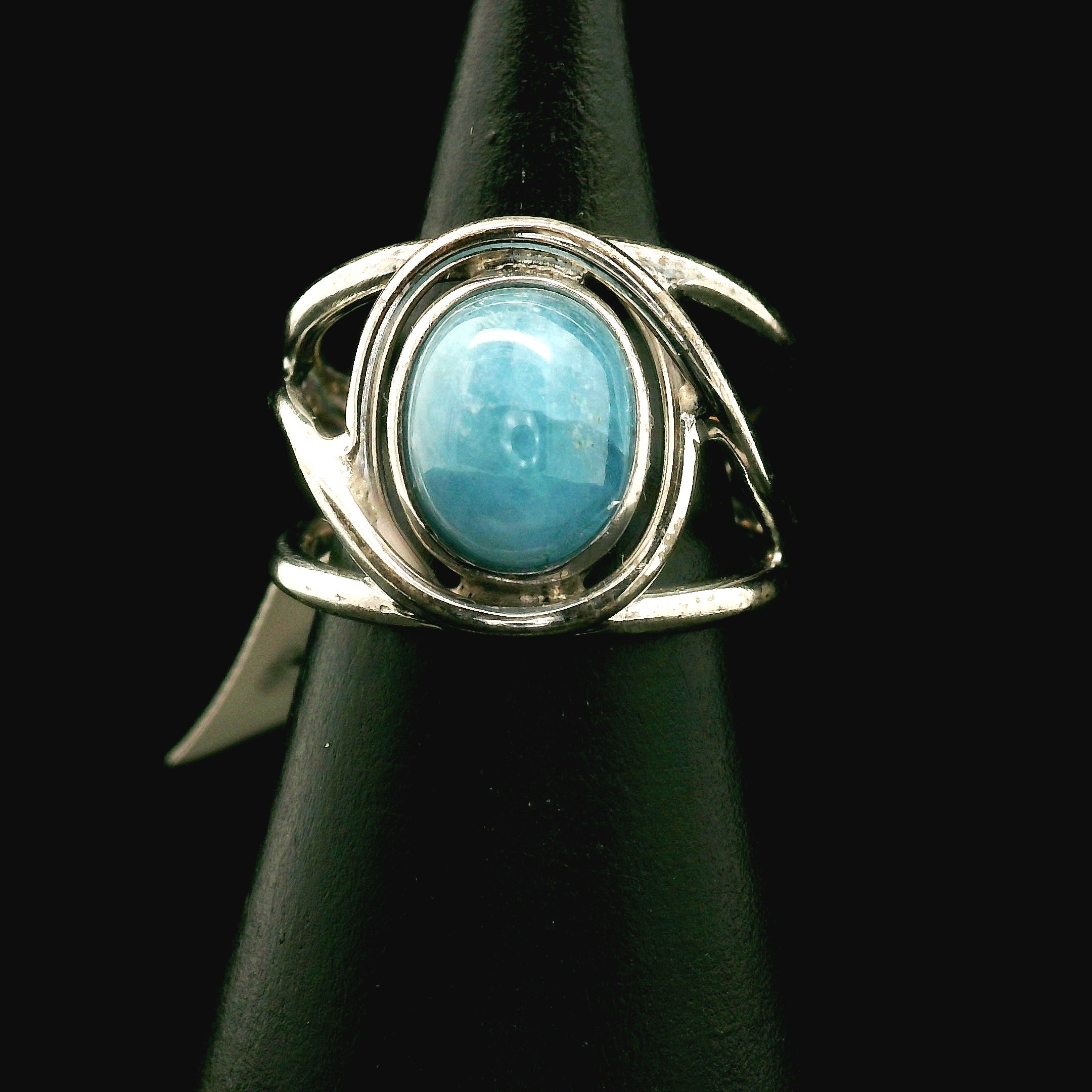 Afghanite Cuff Ring 925 Silver for Accessing the Akashic Records and Psychic Vision