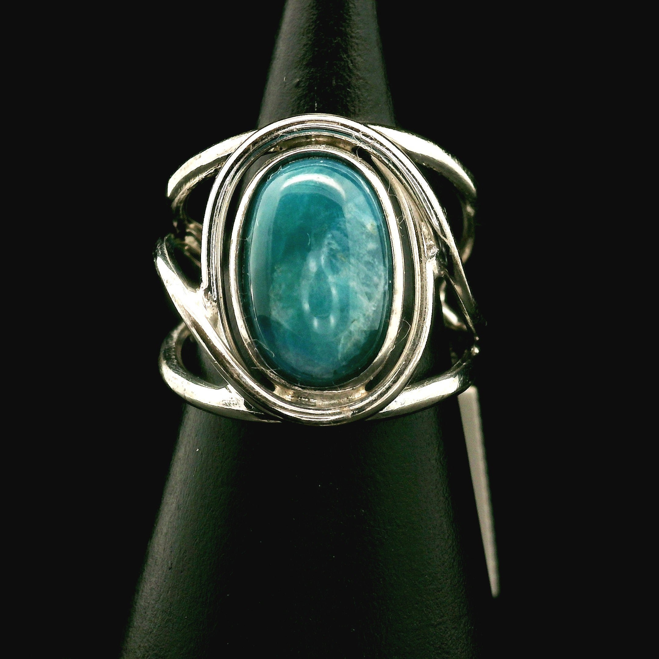Afghanite Cuff Ring 925 Silver for Accessing the Akashic Records and Psychic Vision