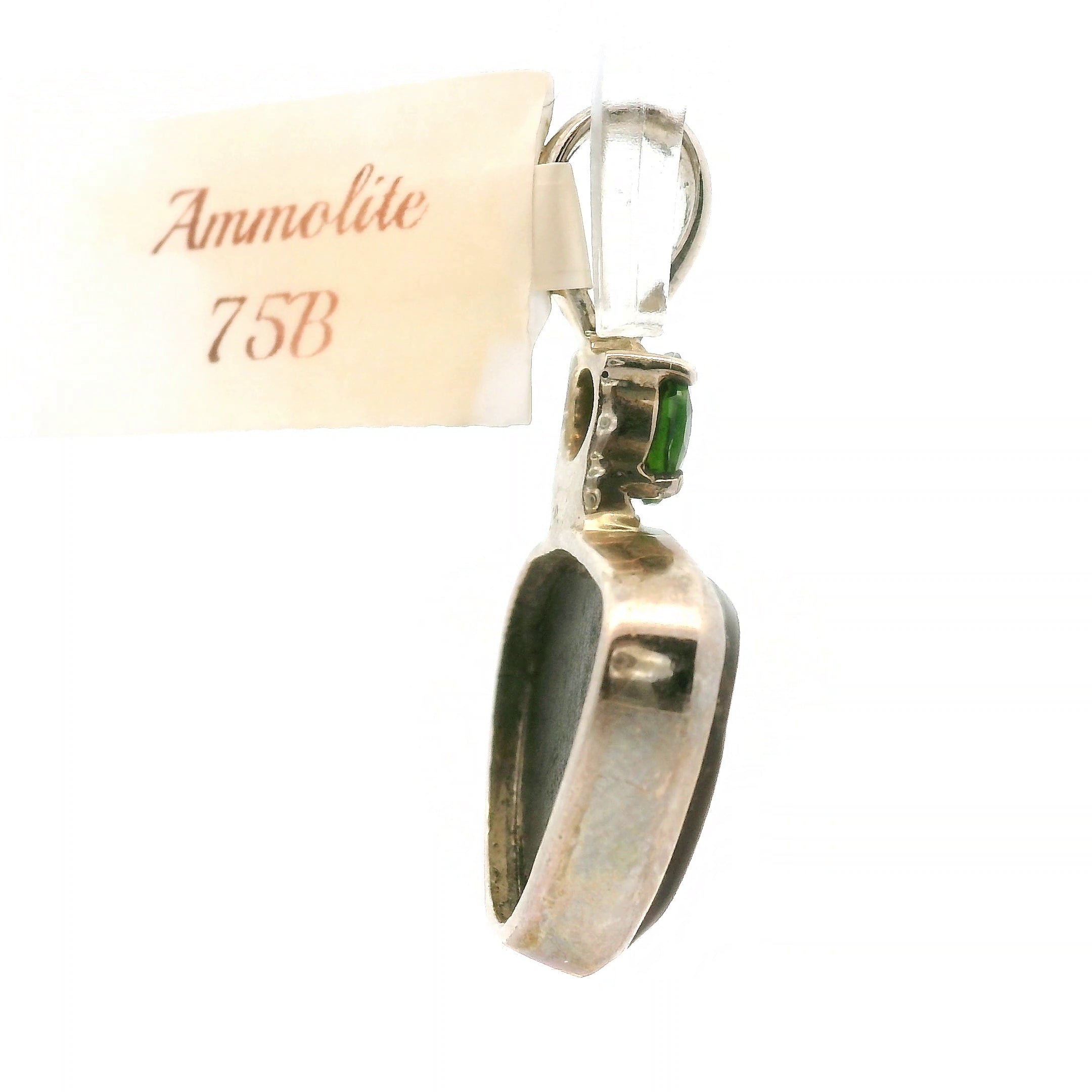 Ammolite with Tourmaline Pendant .925 Silver for Transformation and Boosting your Life Force Energy
