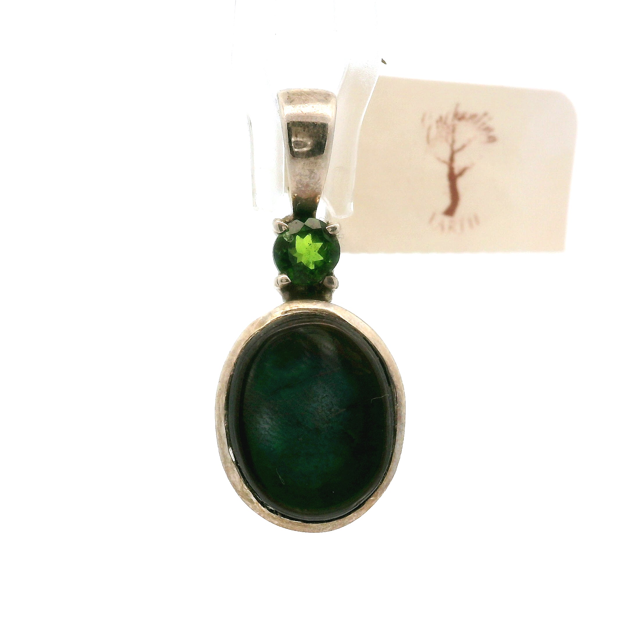 Ammolite with Tourmaline Pendant .925 Silver for Transformation and Boosting your Life Force Energy