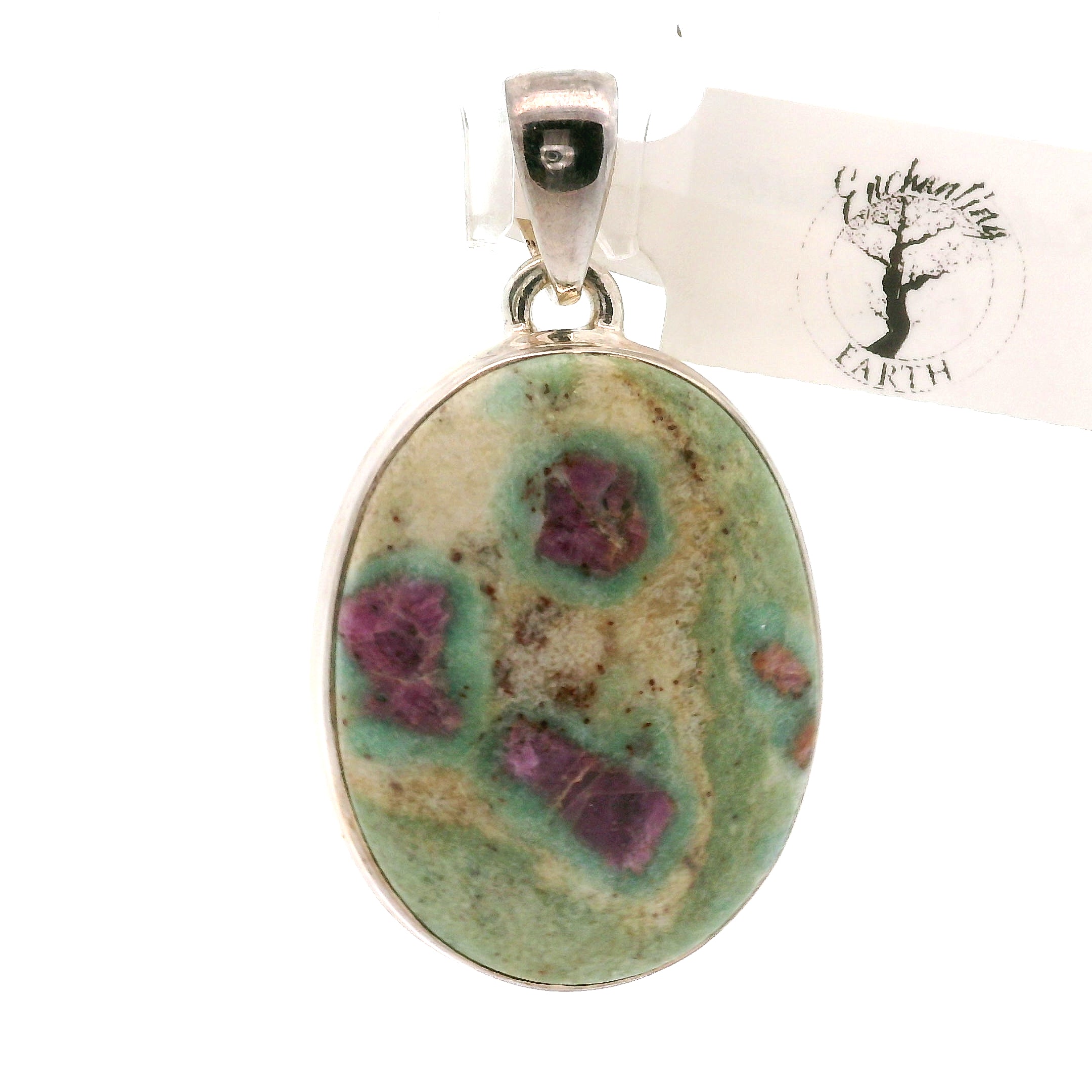 Ruby Fuchsite Pendant .925 Silver for Self-Confidence, Strength and Revitalizing Life Force Energy
