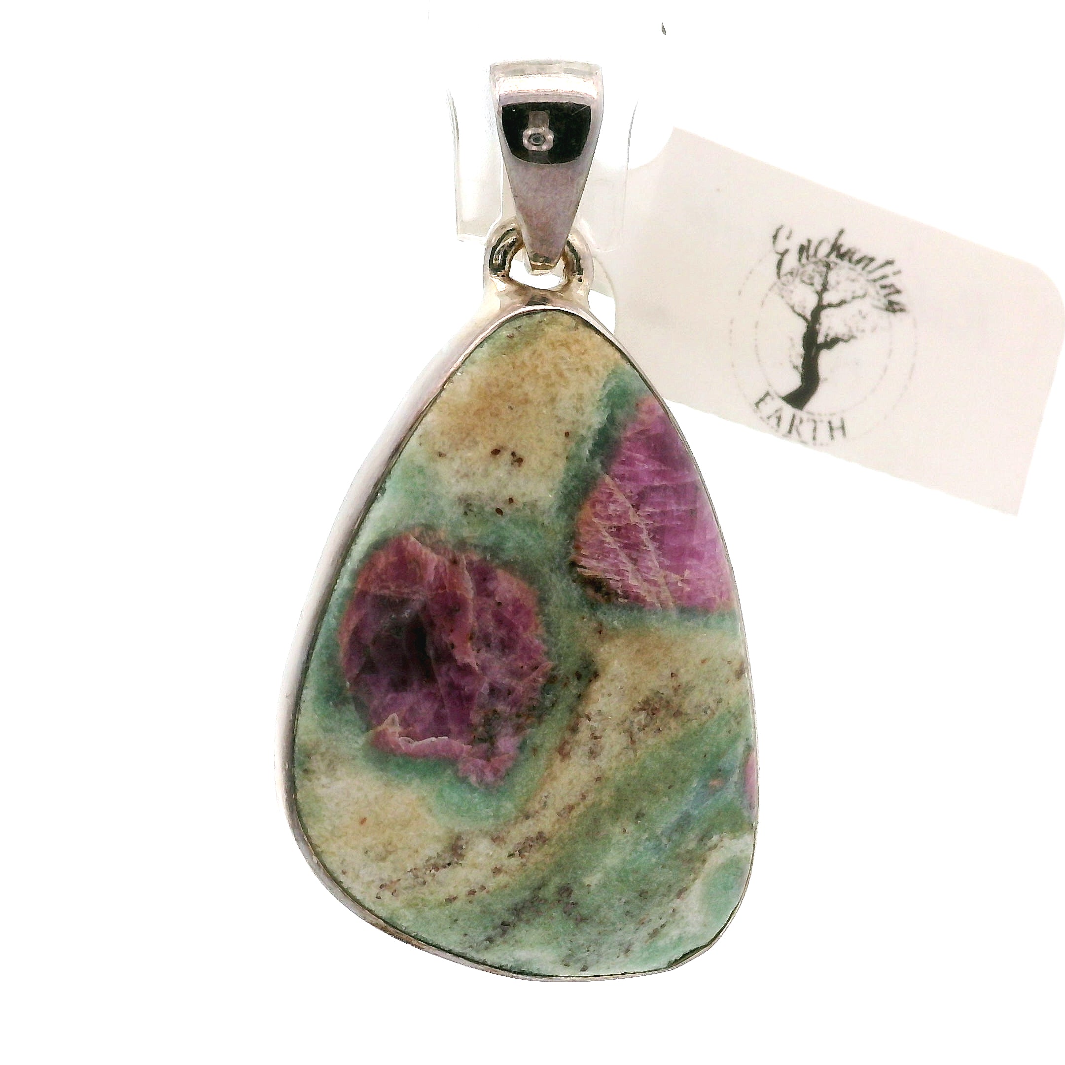 Ruby Fuchsite Pendant .925 Silver for Self-Confidence, Strength and Revitalizing Life Force Energy