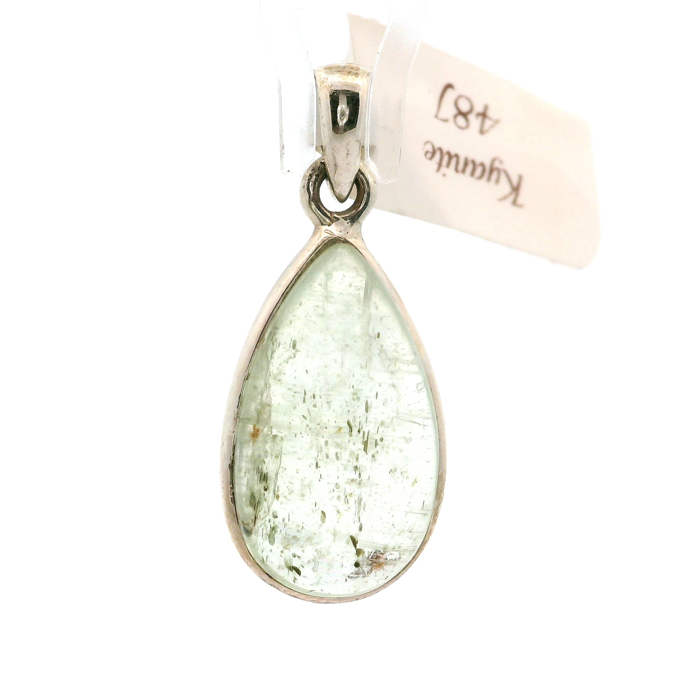 Green Kyanite Pendant .925 Silver for Alignment, Balance and Meditation