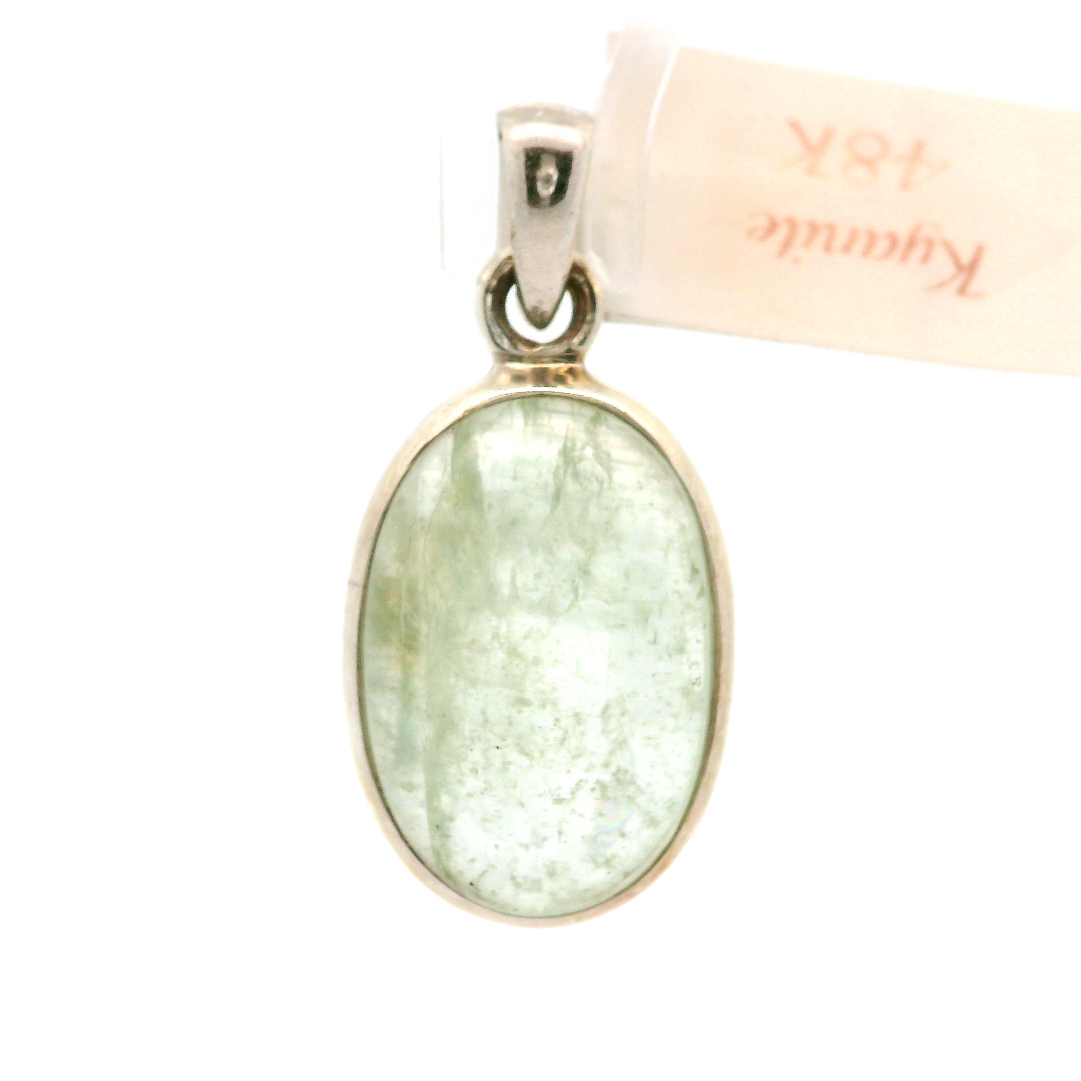 Green Kyanite Pendant .925 Silver for Alignment, Balance and Meditation
