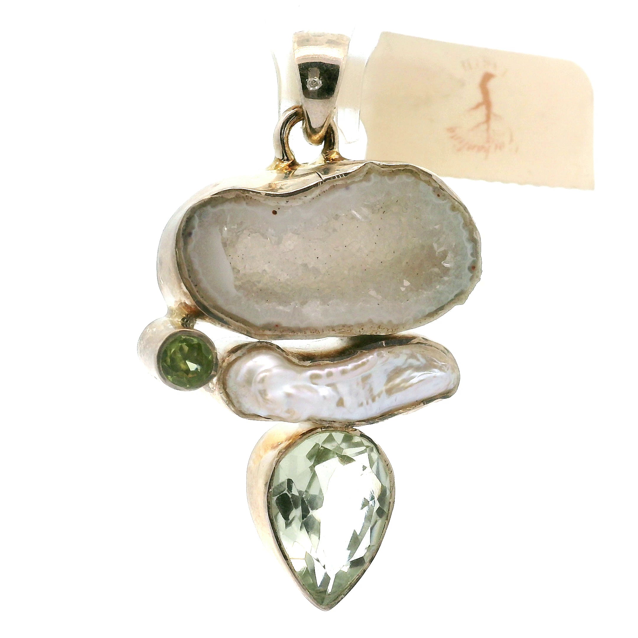 Pearl Multi-Stone Pendant .925 Silver for Embracing your Feminine Power, Memory and Peace of Mind