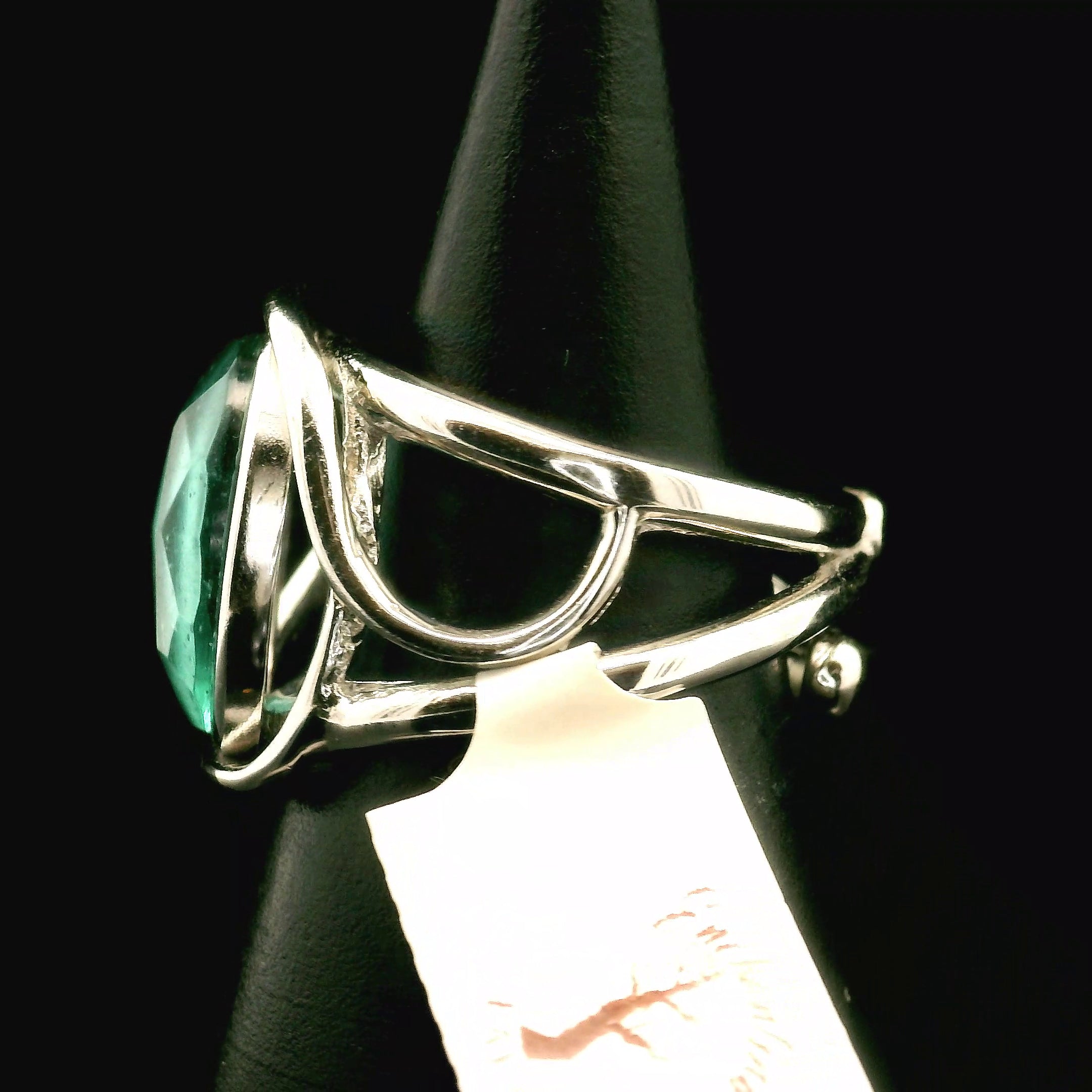 Roman Glass Cuff Ring 925 Silver for Ancient Wisdom, Intuition and Past Life Recall