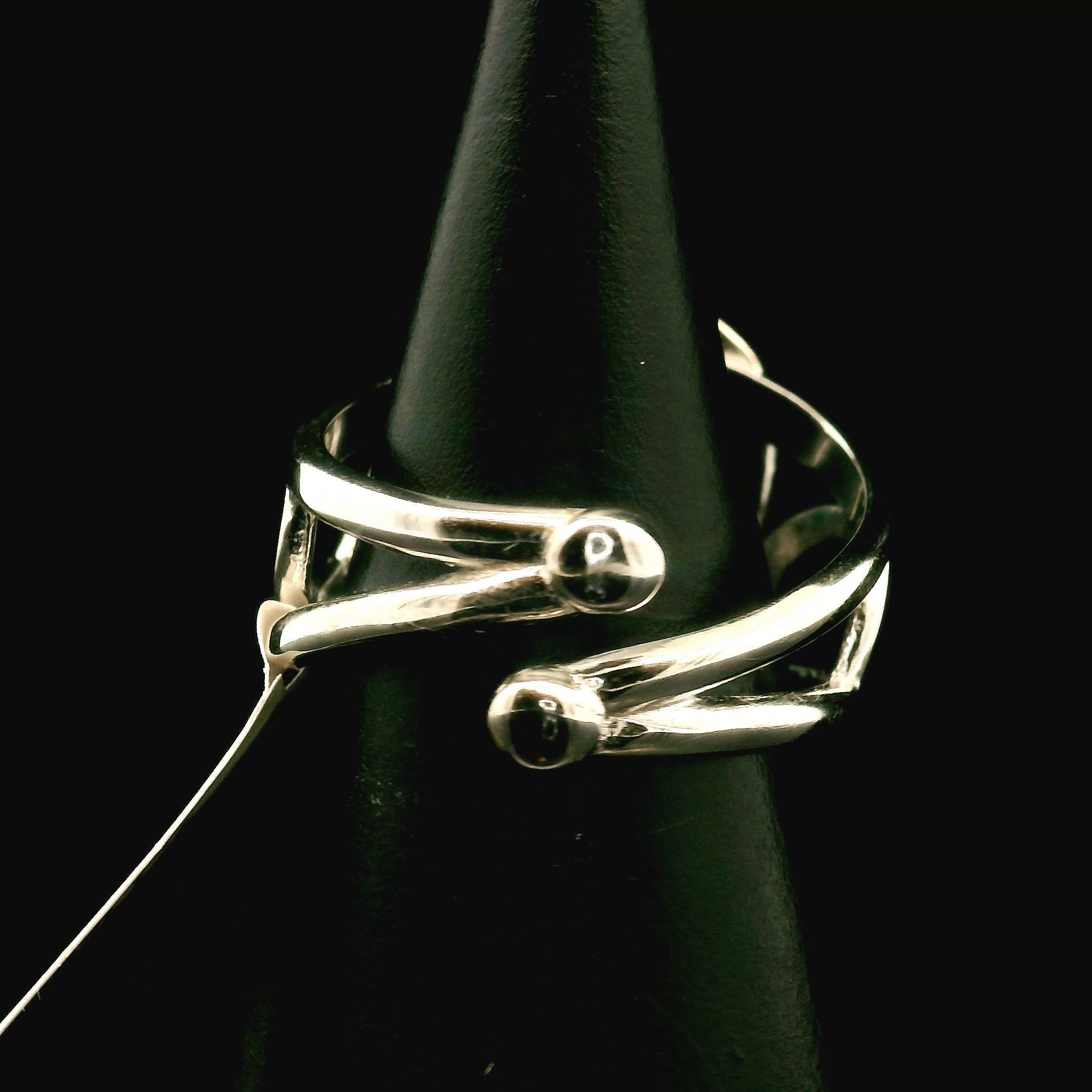 Roman Glass Cuff Ring 925 Silver for Ancient Wisdom, Intuition and Past Life Recall