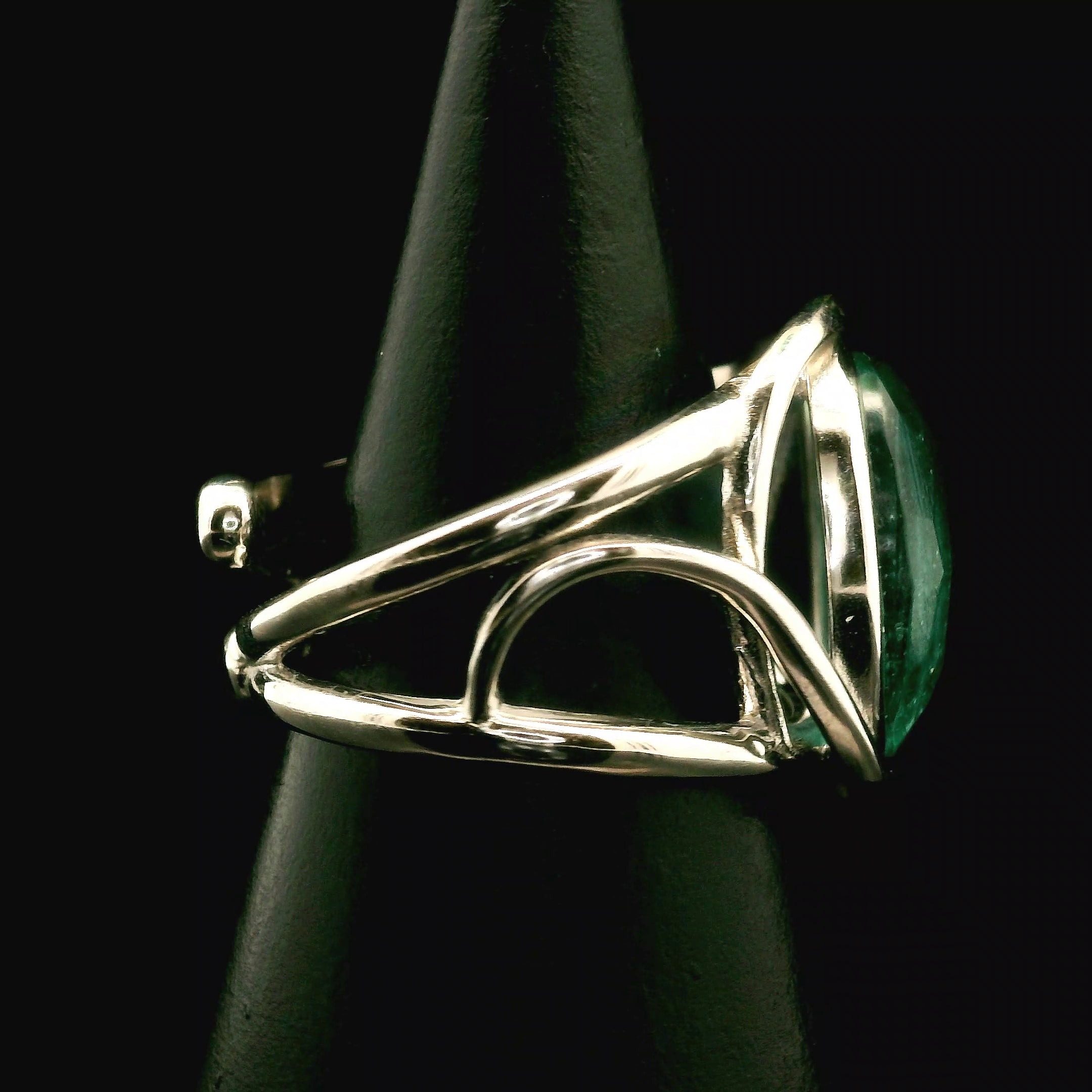 Roman Glass Cuff Ring 925 Silver for Ancient Wisdom, Intuition and Past Life Recall