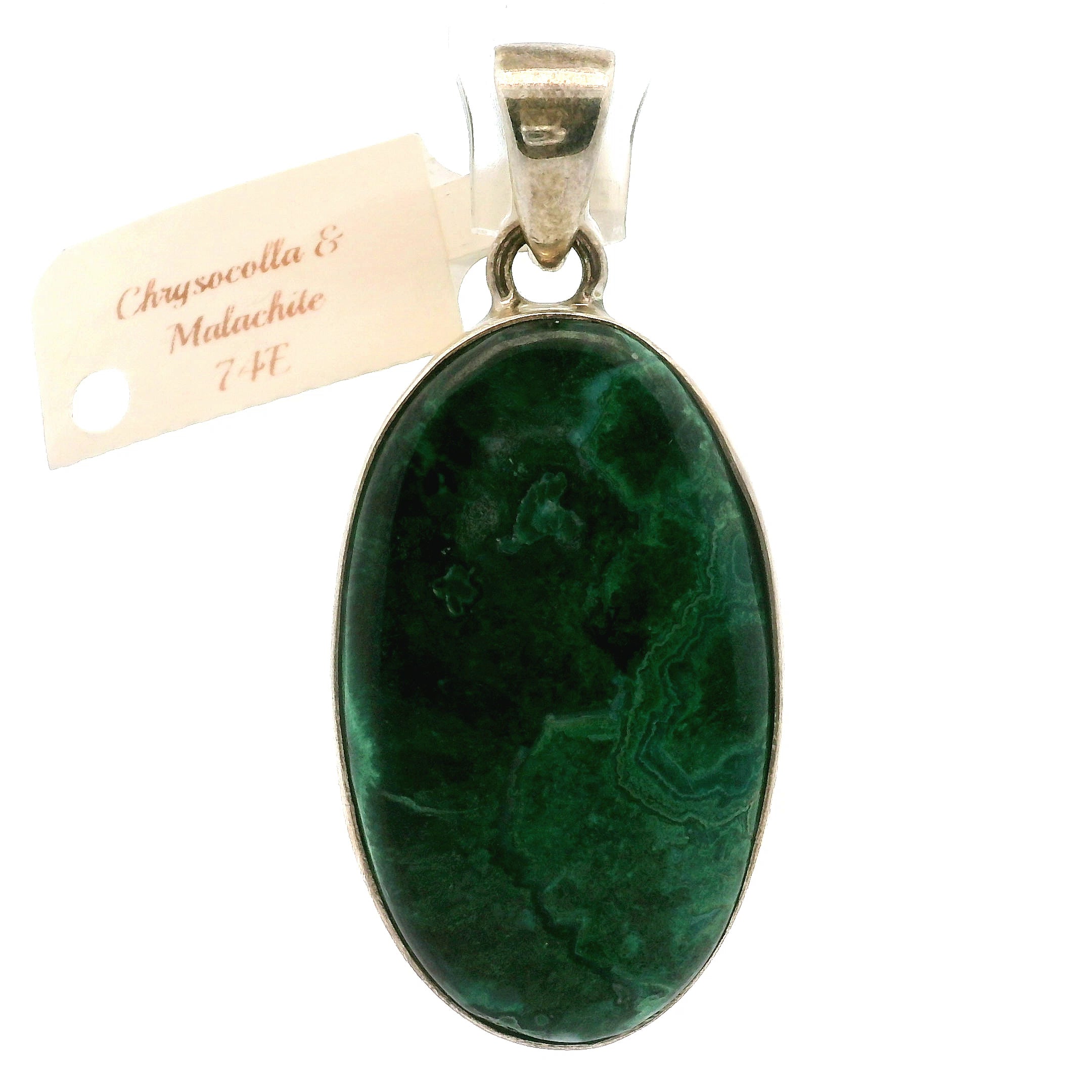 Chrysocolla and Malachite Pendant .925 Silver for Abundance, Protection and Transformation