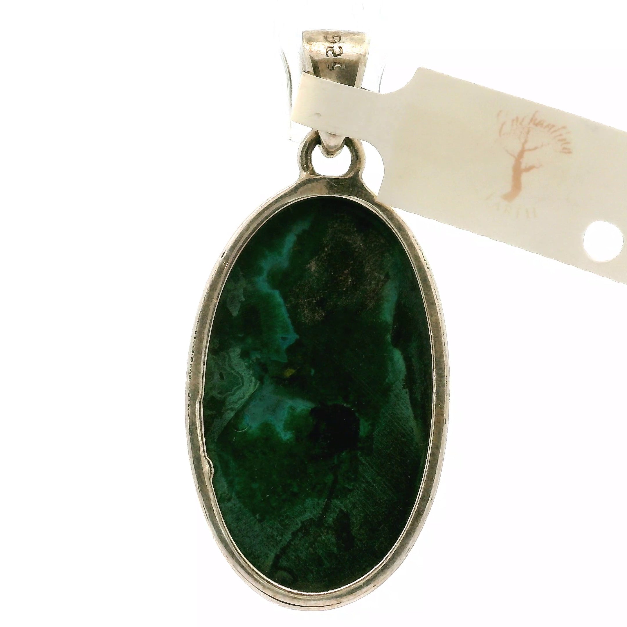Chrysocolla and Malachite Pendant .925 Silver for Abundance, Protection and Transformation