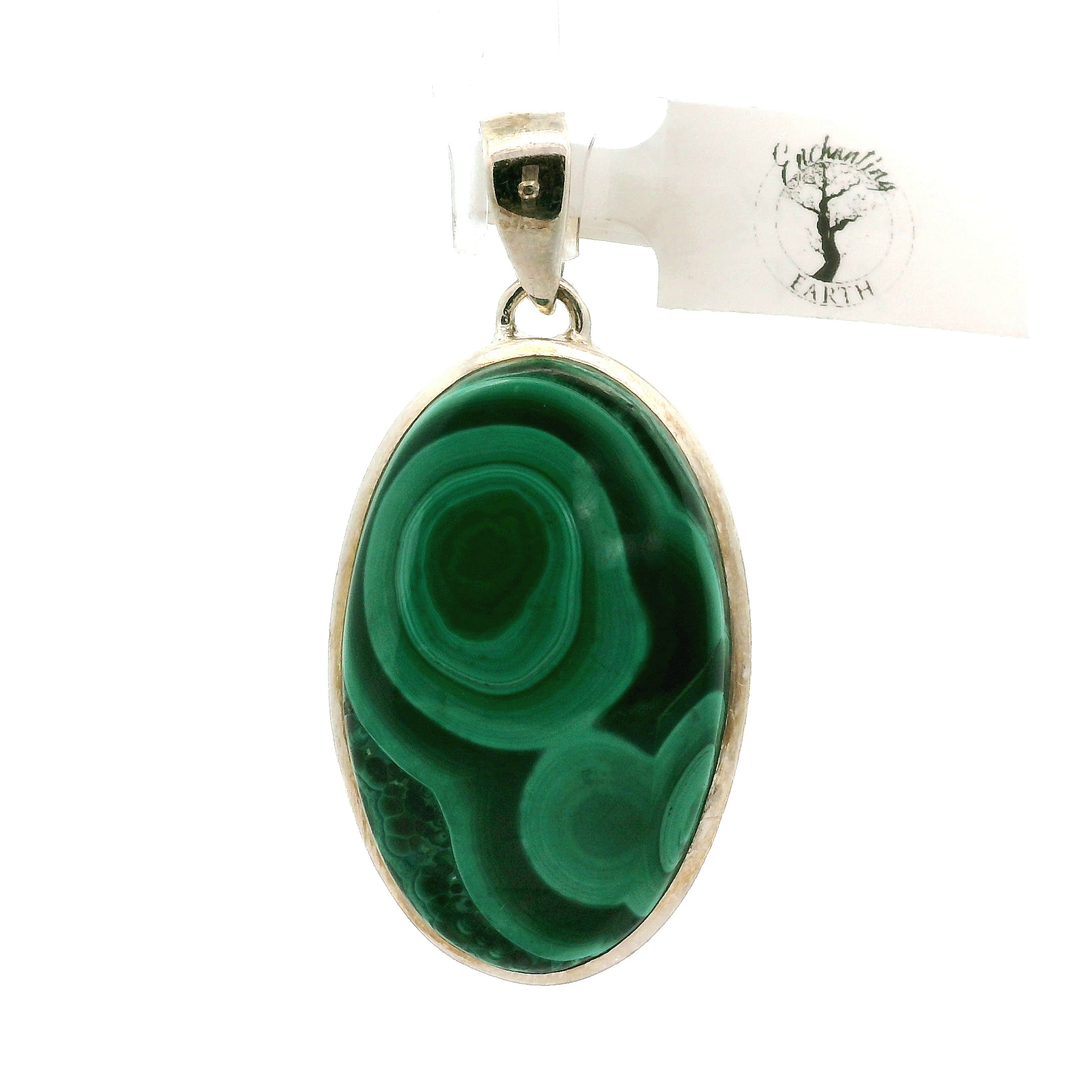 Malachite Pendant .925 Silver for Abundance, Luck and Transformation