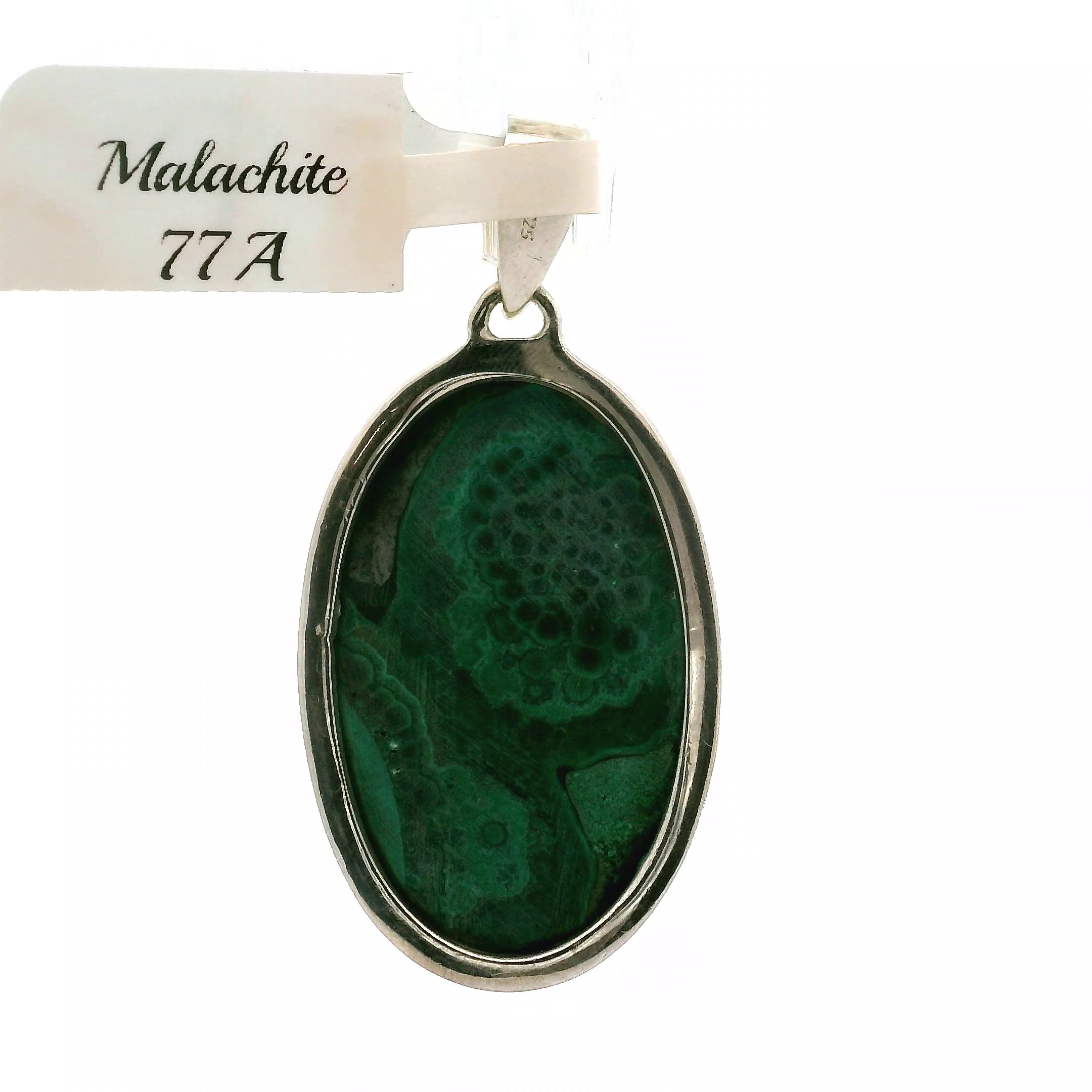 Malachite Pendant .925 Silver for Abundance, Luck and Transformation