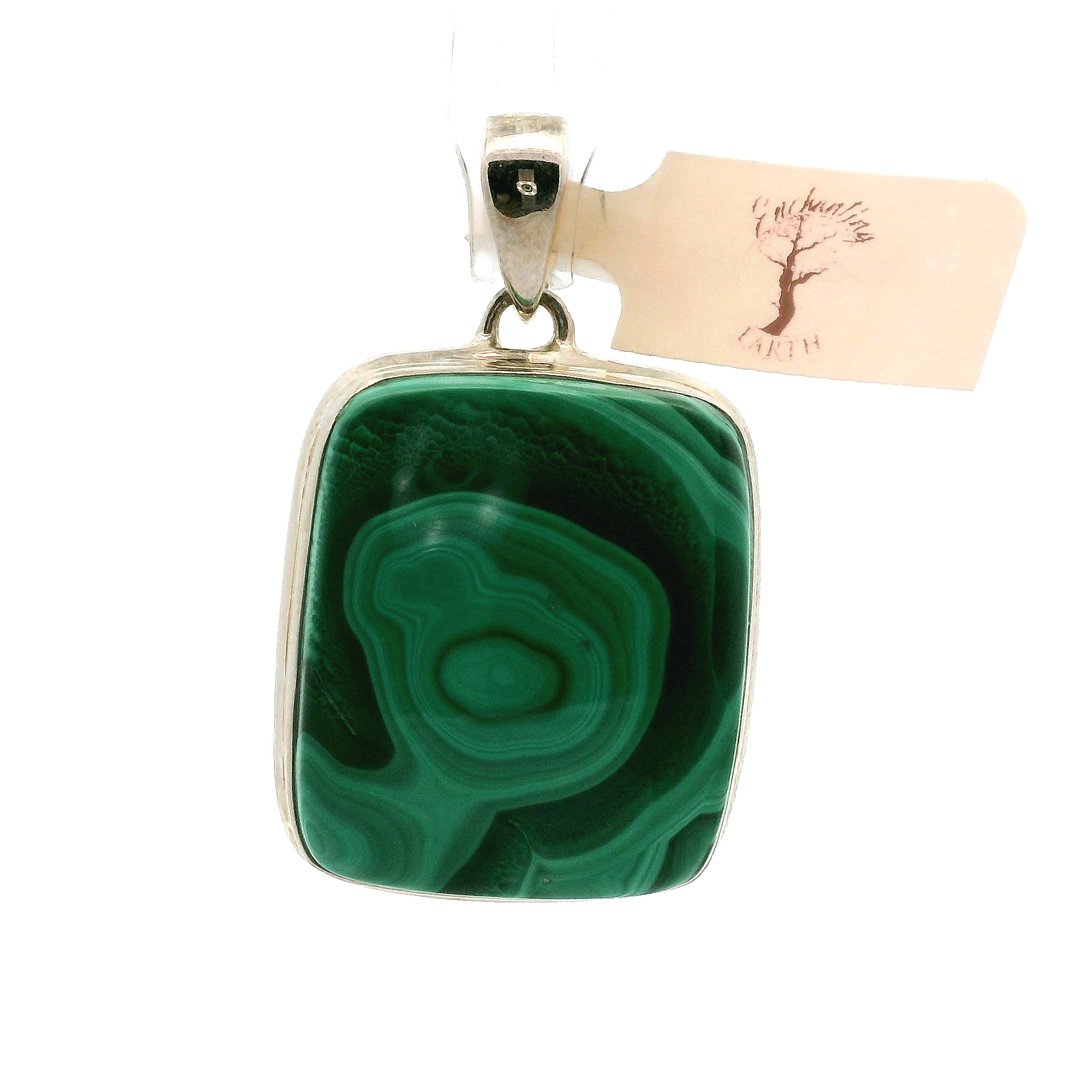 Malachite Pendant .925 Silver for Abundance, Luck and Transformation