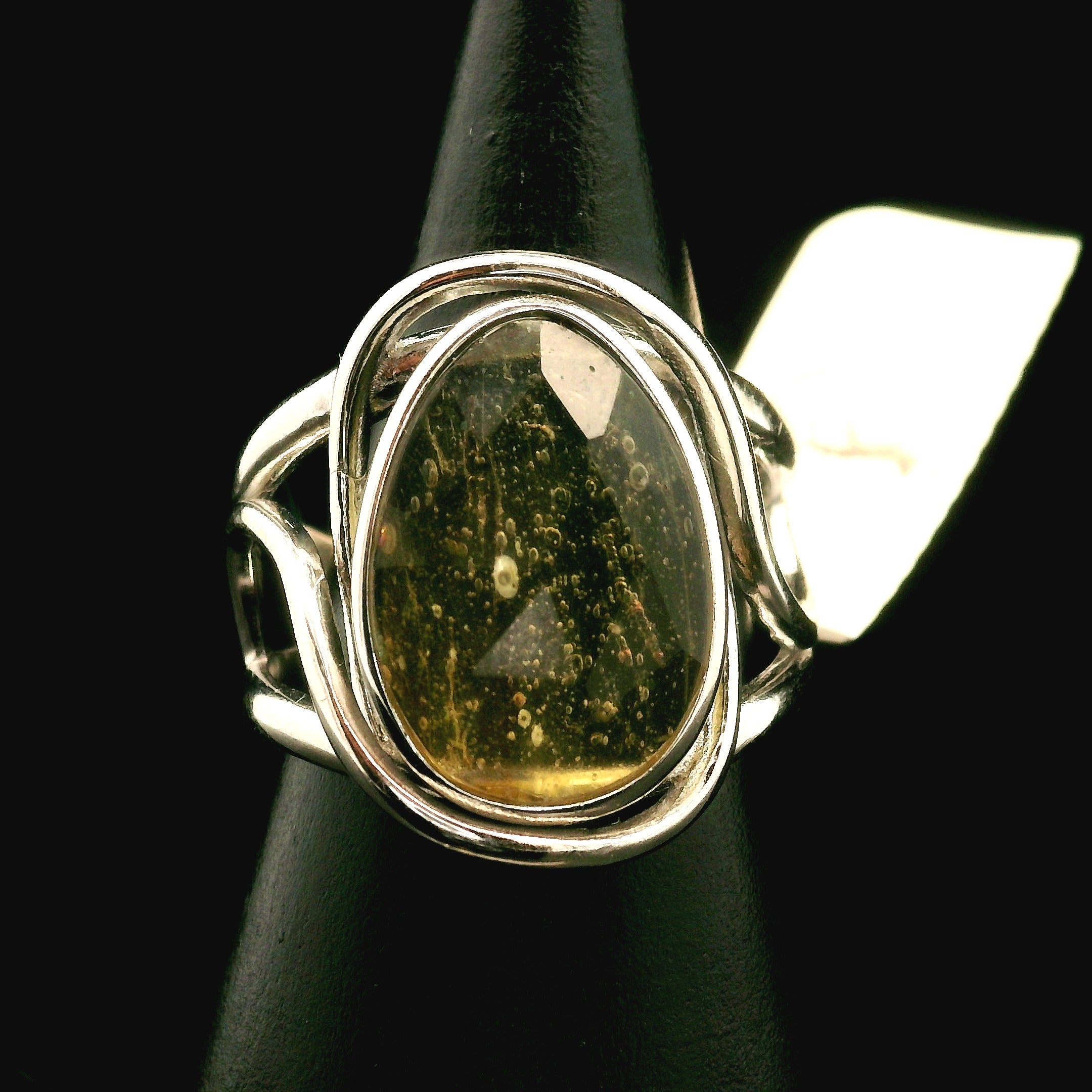 Roman Glass Cuff Ring 925 Silver for Ancient Wisdom, Intuition and Past Life Recall