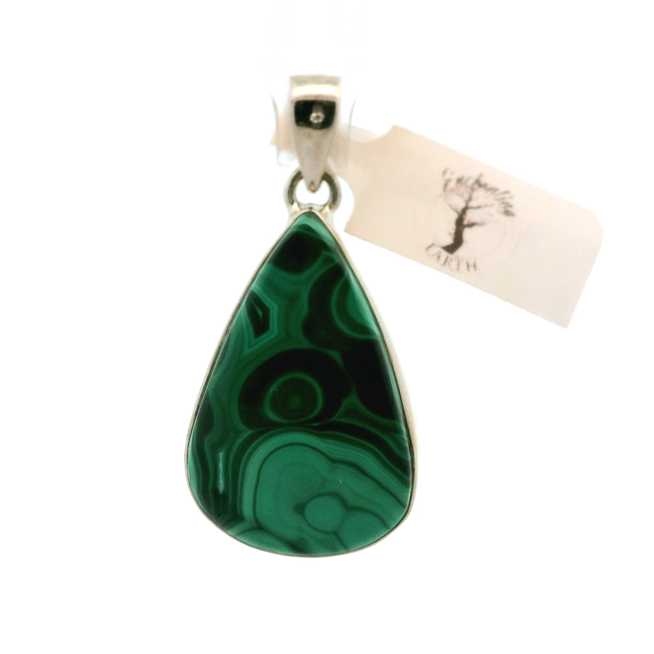Malachite Pendant .925 Silver for Abundance, Luck and Transformation
