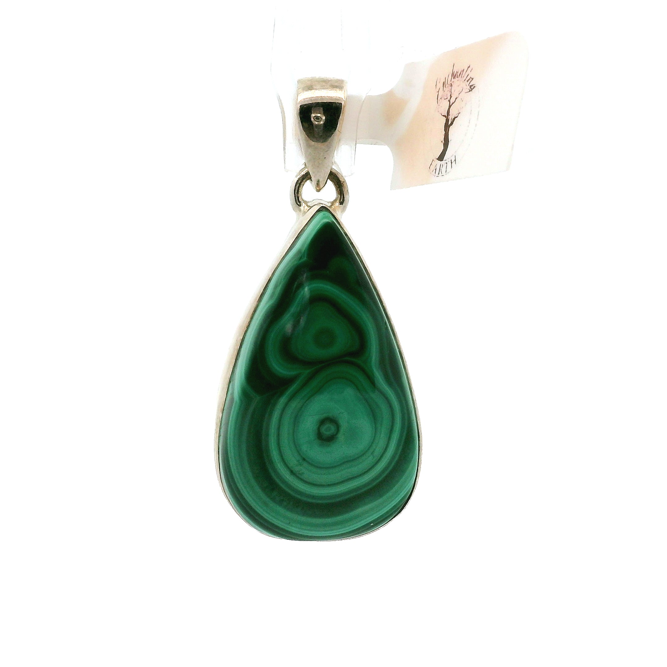 Malachite Pendant .925 Silver for Abundance, Luck and Transformation