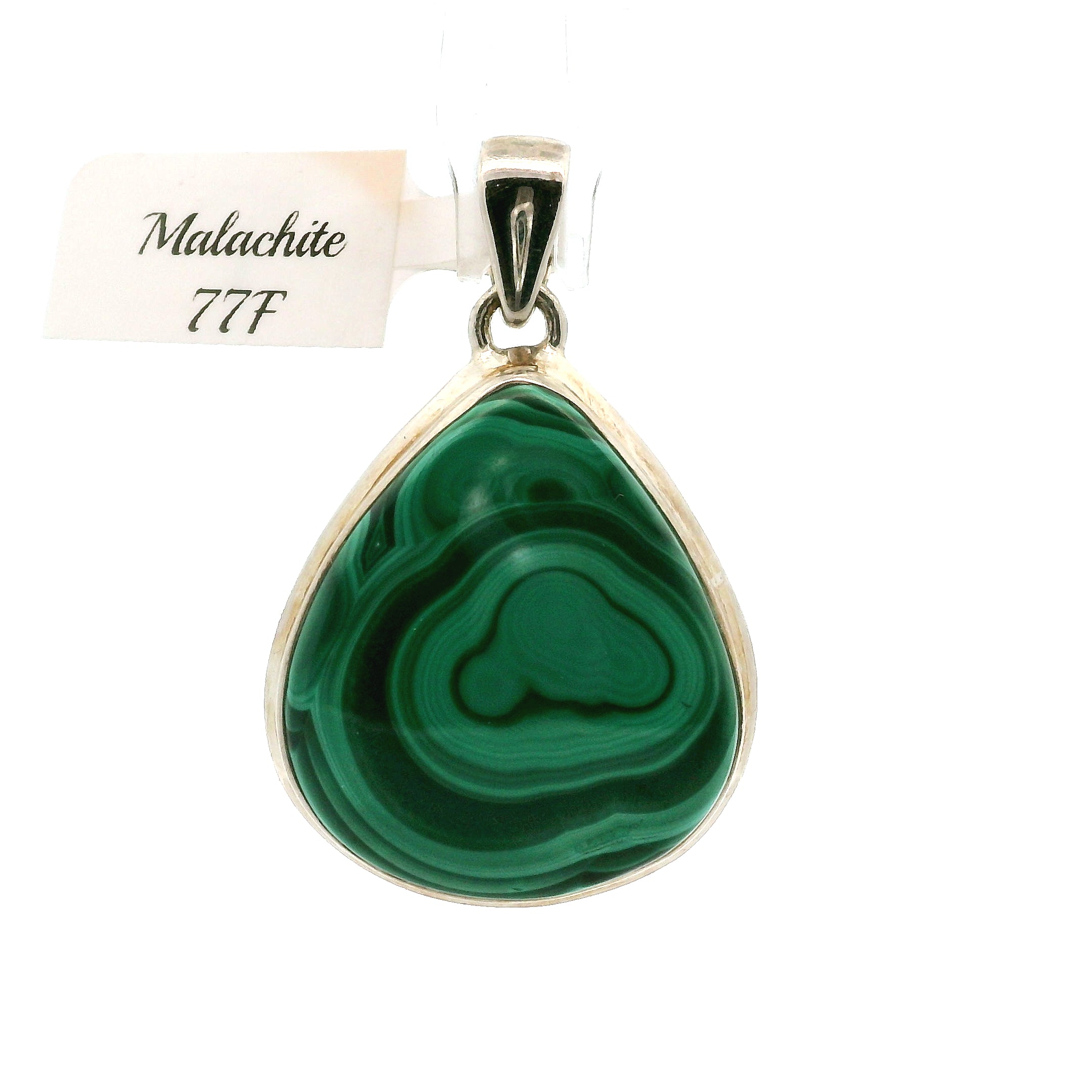 Malachite Pendant .925 Silver for Abundance, Luck and Transformation