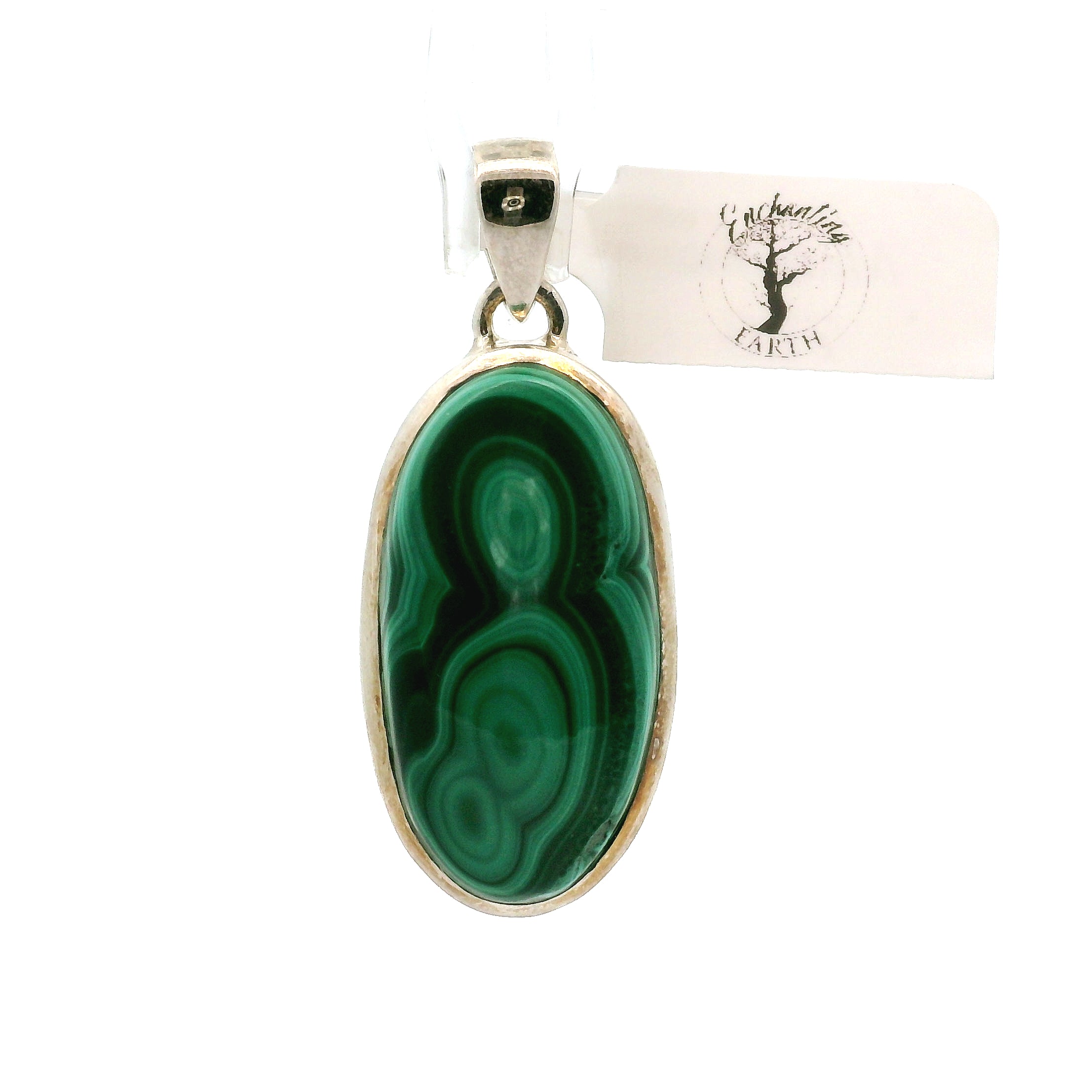 Malachite Pendant .925 Silver for Abundance, Luck and Transformation