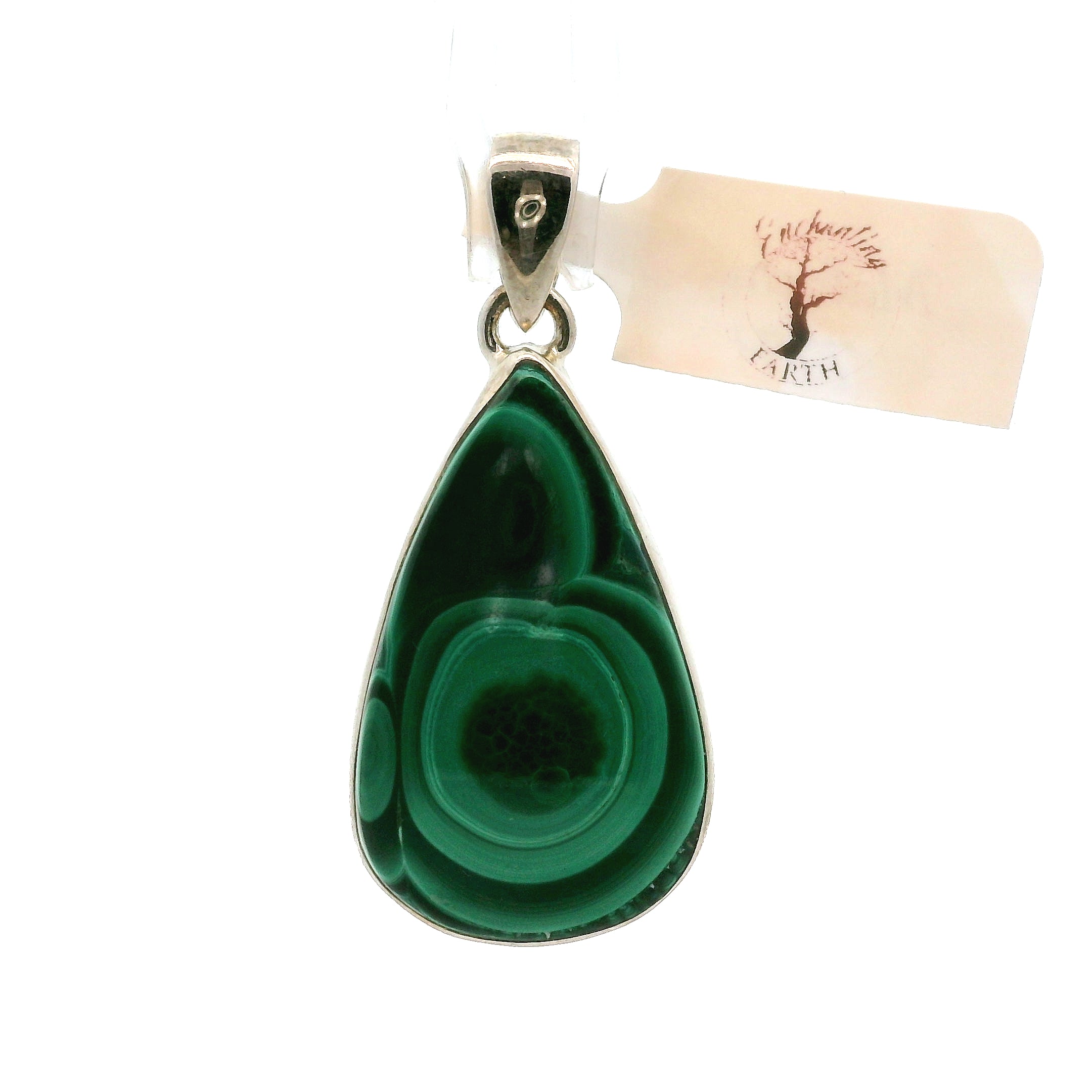 Malachite Pendant .925 Silver for Abundance, Luck and Transformation