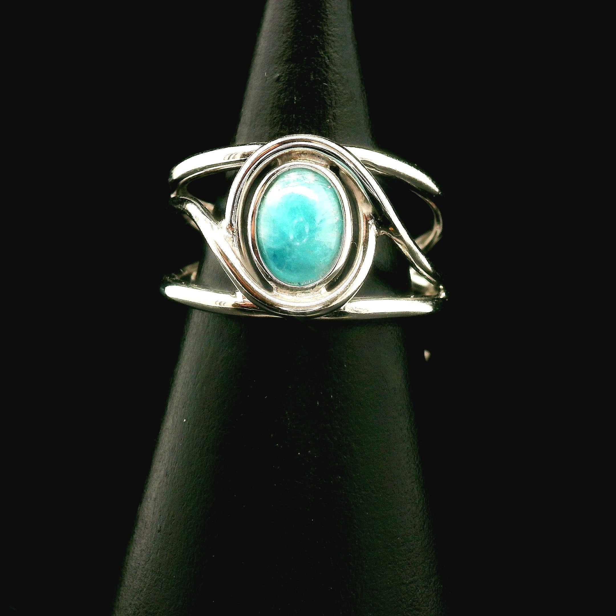 Hemimorphite Midi Cuff Ring 925 Silver for Enhanced Healing, Protection Against Malicious Intentions & Well-being