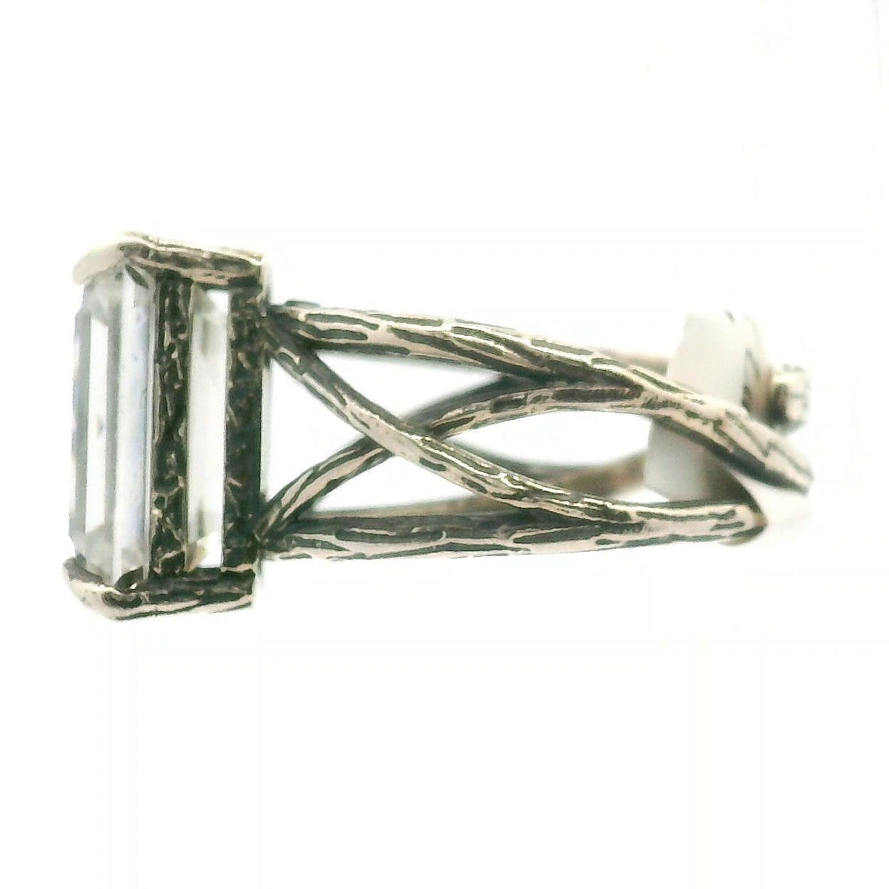 Emerald Cut Moissanite Bad Witch Cuff Ring .925 Silver for Spiritual Evolution and Awakening