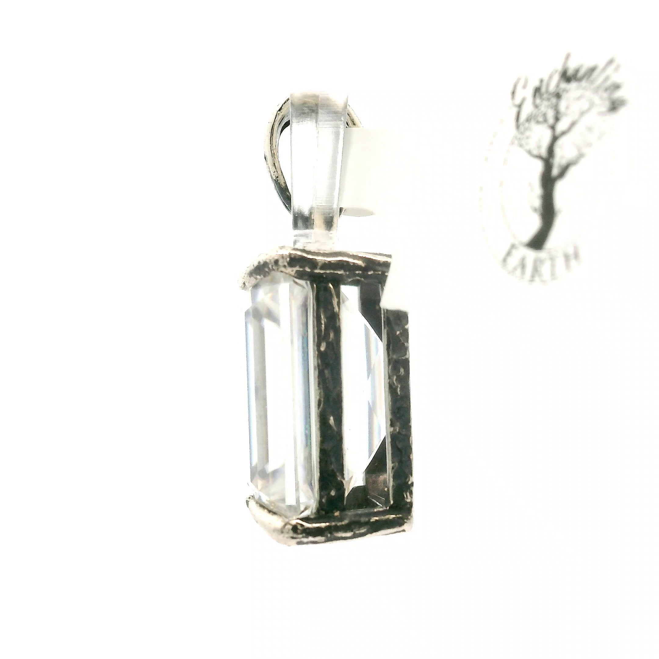 Emerald Cut Moissanite Bad Witch Pendant .925 Silver for Spiritual Evolution and Awakening