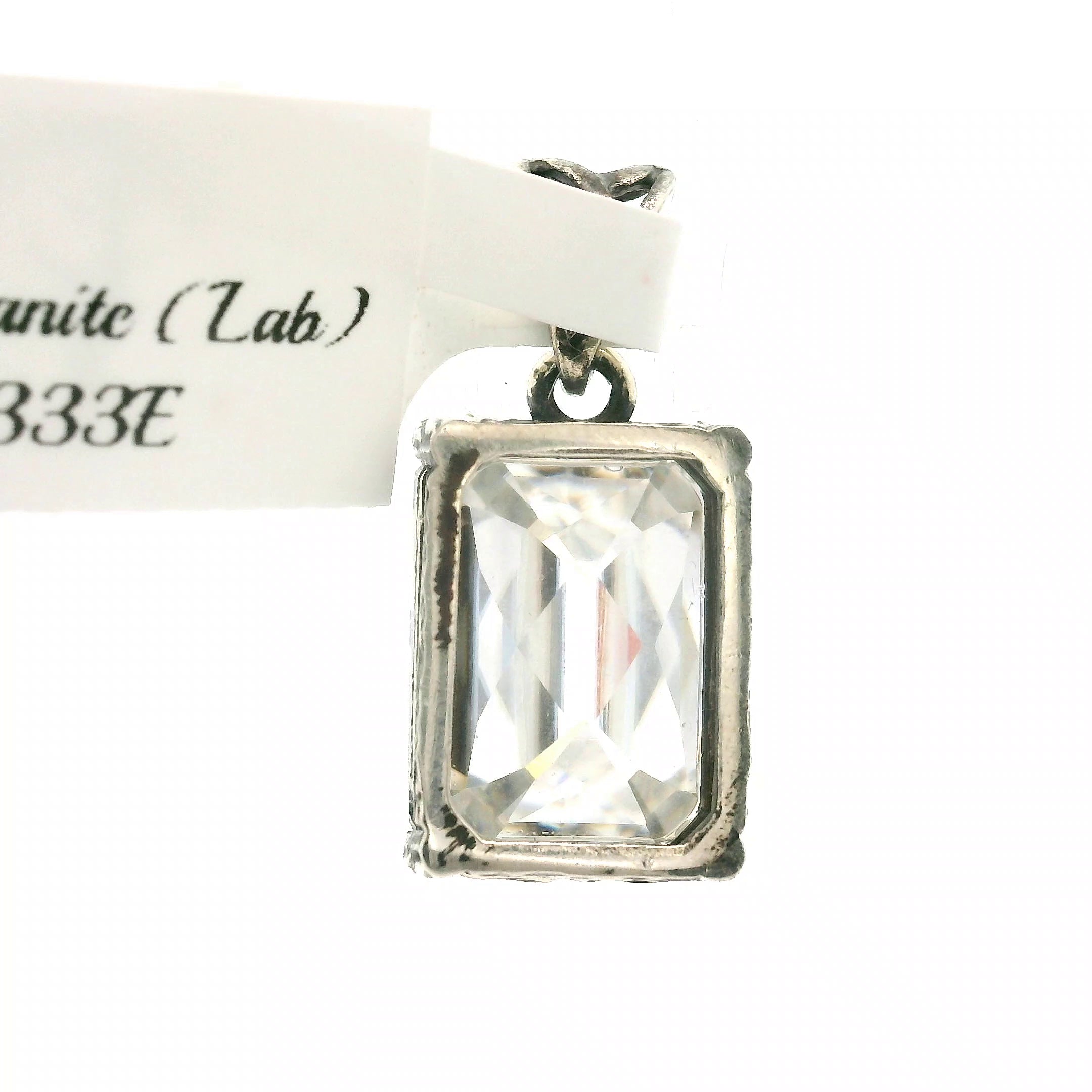 Emerald Cut Moissanite Bad Witch Pendant .925 Silver for Spiritual Evolution and Awakening