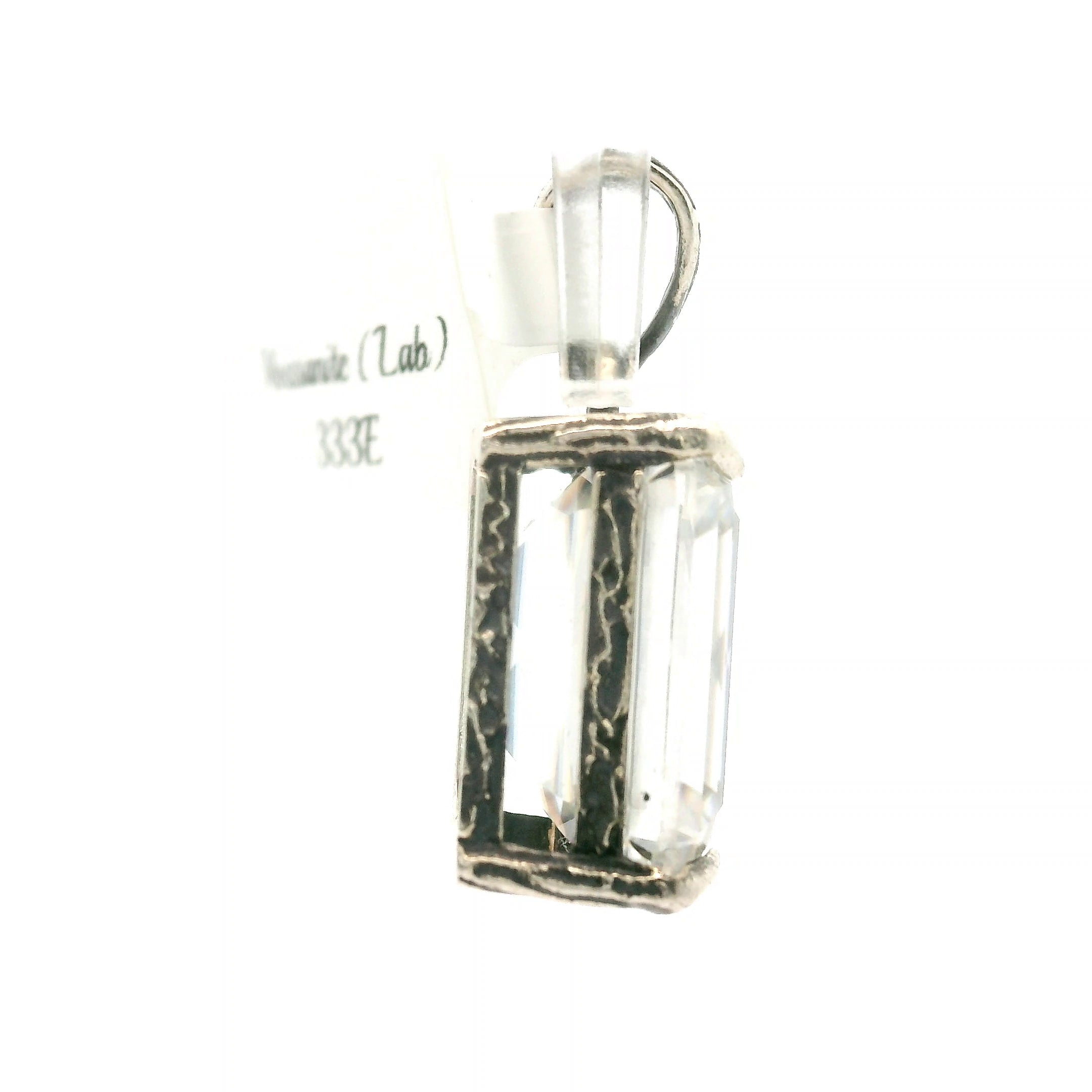 Emerald Cut Moissanite Bad Witch Pendant .925 Silver for Spiritual Evolution and Awakening
