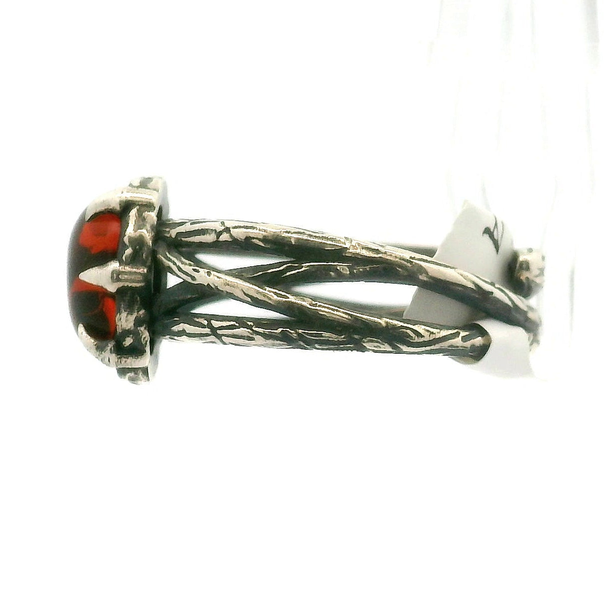 Amber Bad Witch Cuff Ring .925 Silver for Healing, Joy and Purification