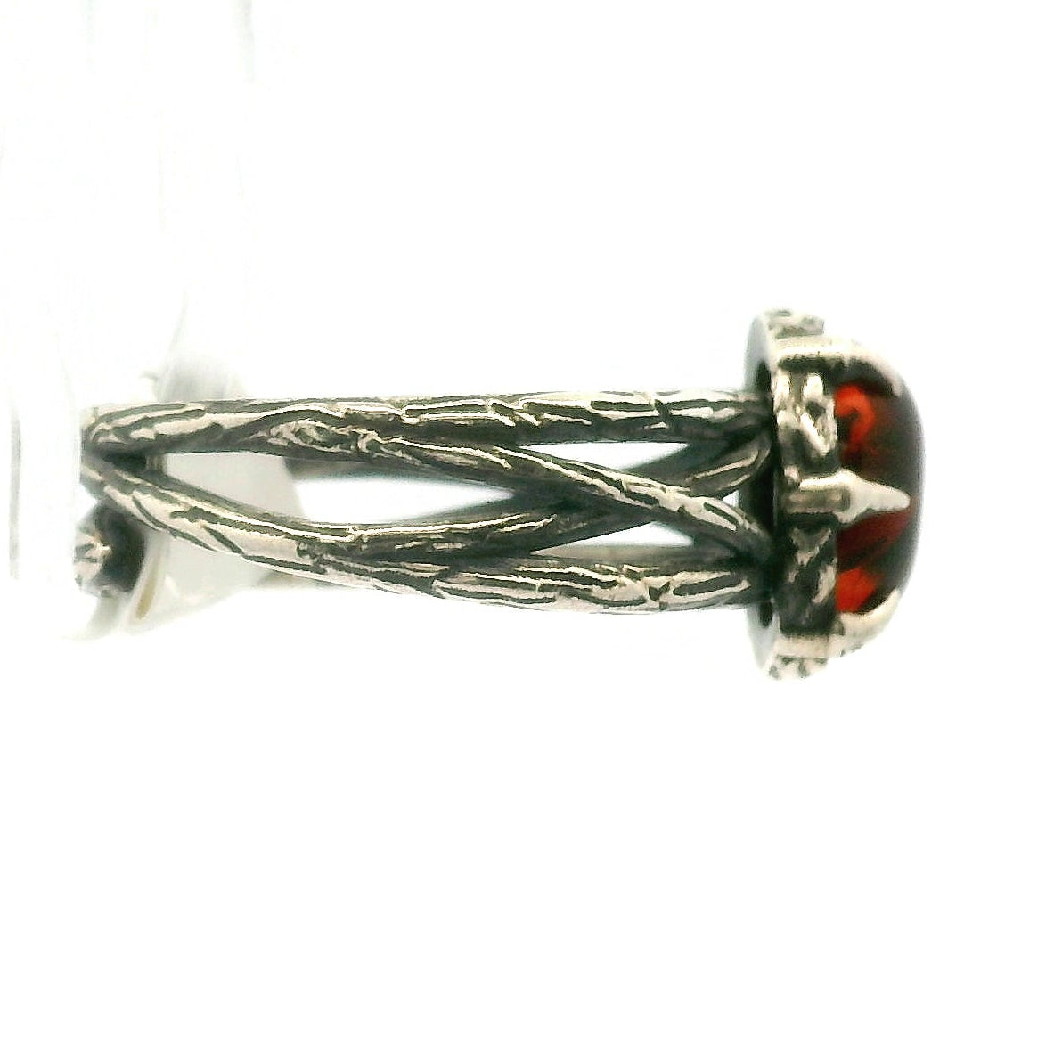 Amber Bad Witch Cuff Ring .925 Silver for Healing, Joy and Purification