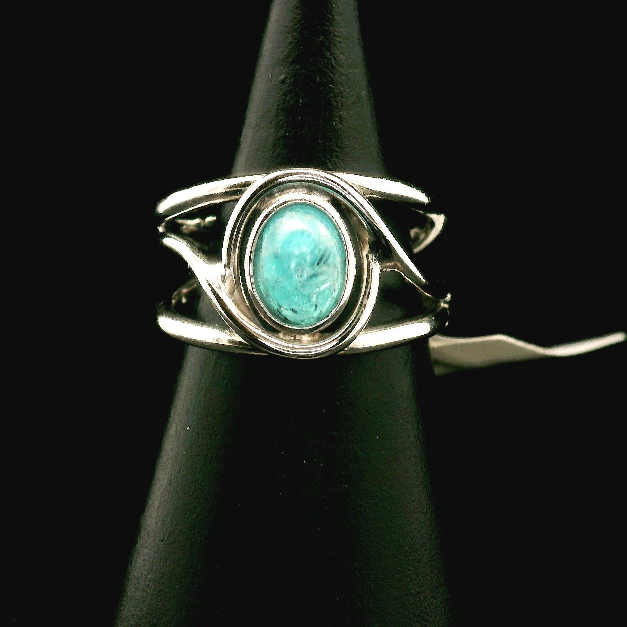 Hemimorphite Midi Cuff Ring 925 Silver for Enhanced Healing, Protection Against Malicious Intentions & Well-being