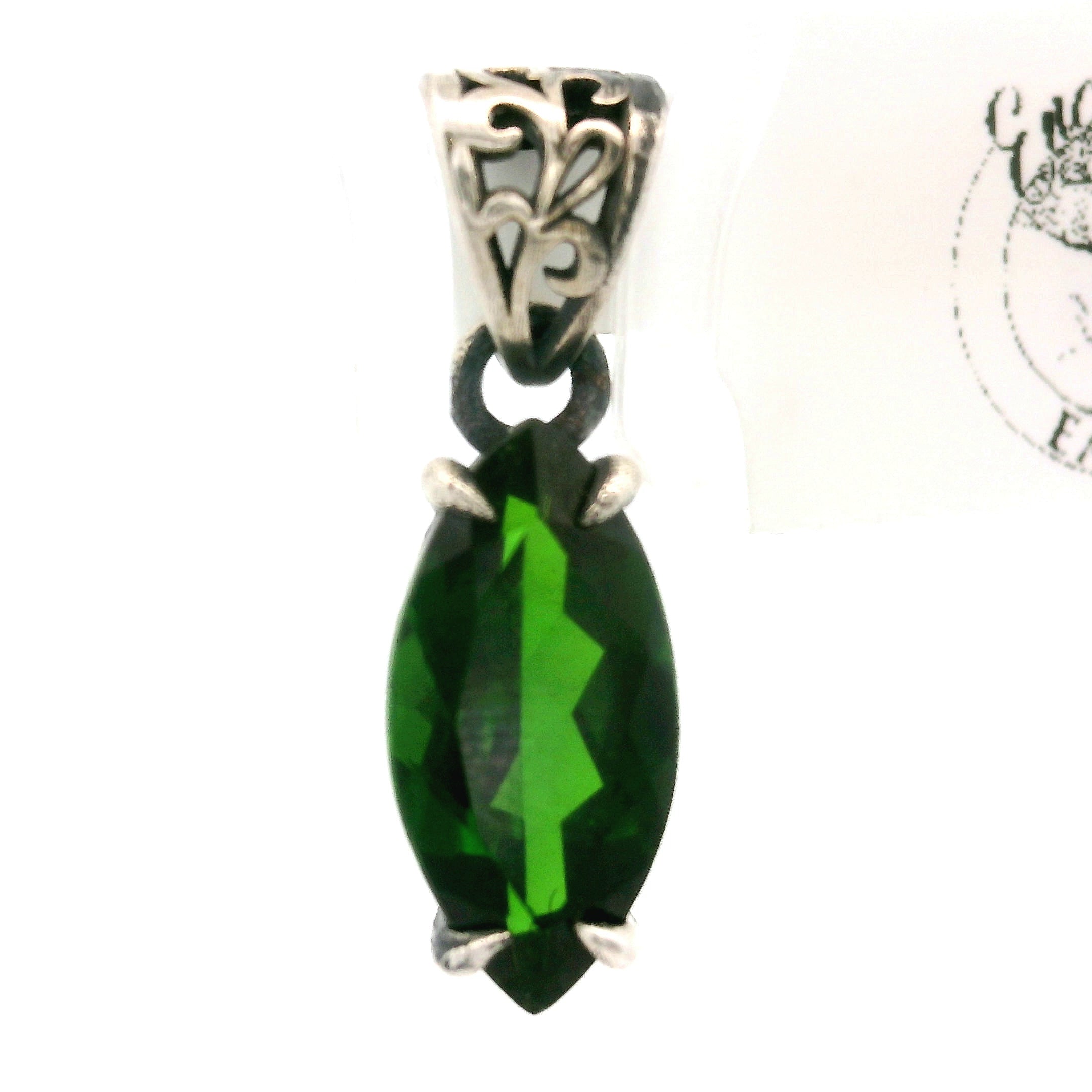 Chrome Diopside Bad Witch Pendant .925 Silver for Embracing Love, Healing and Balance