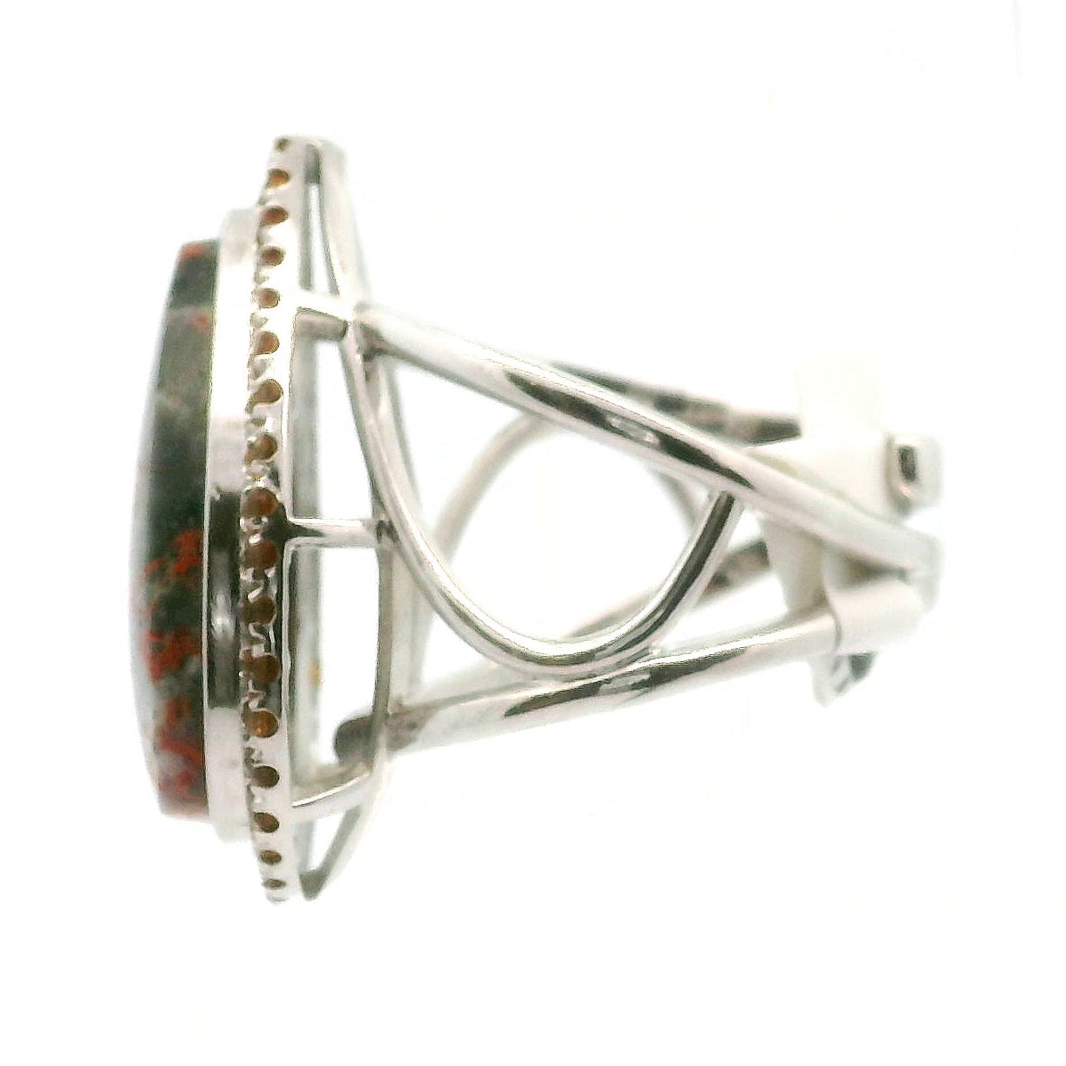 Magma Chalcedony with Citrine Pavé Cuff Ring .925 Silver for Promoting Creativity and Personal Power