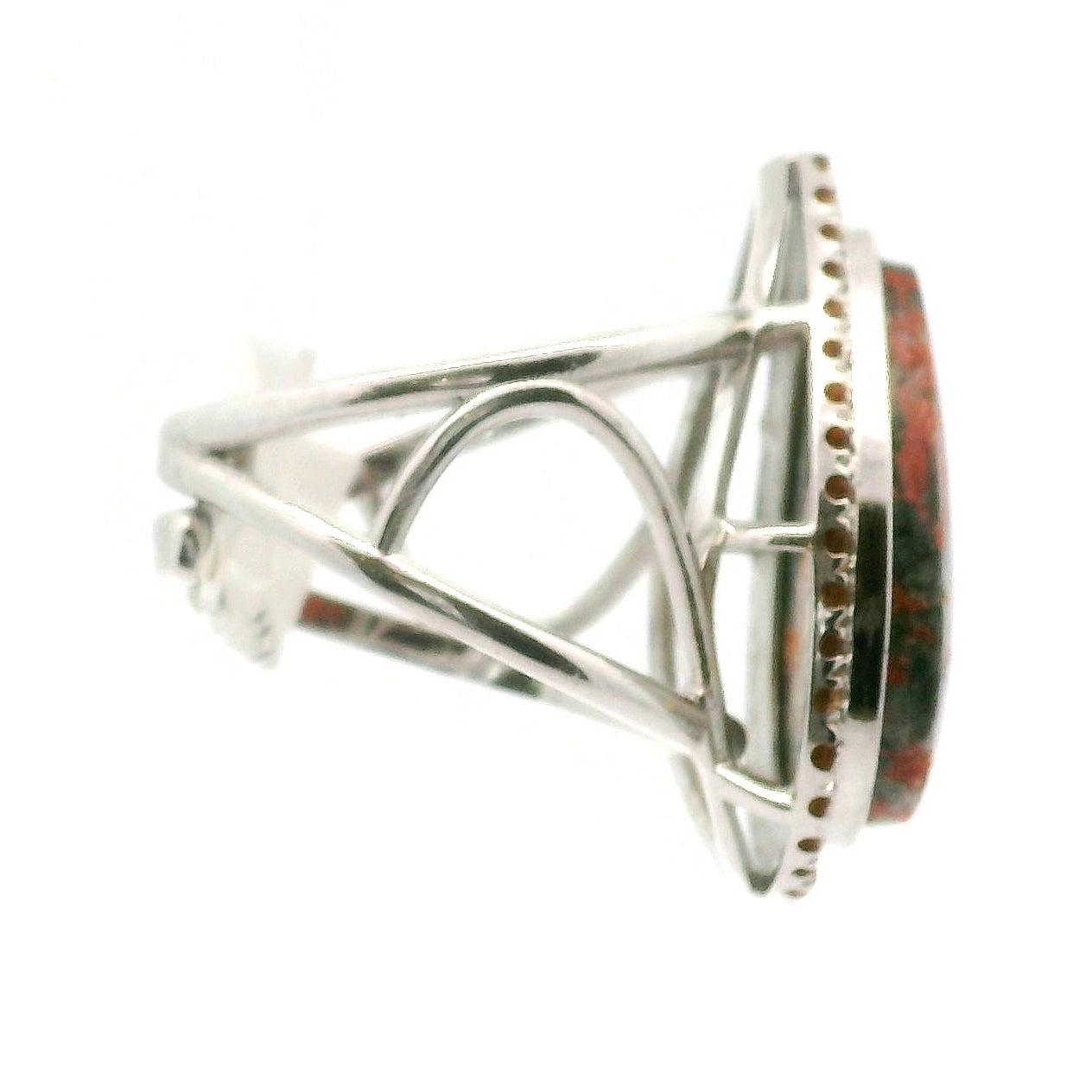 Magma Chalcedony with Citrine Pavé Cuff Ring .925 Silver for Promoting Creativity and Personal Power