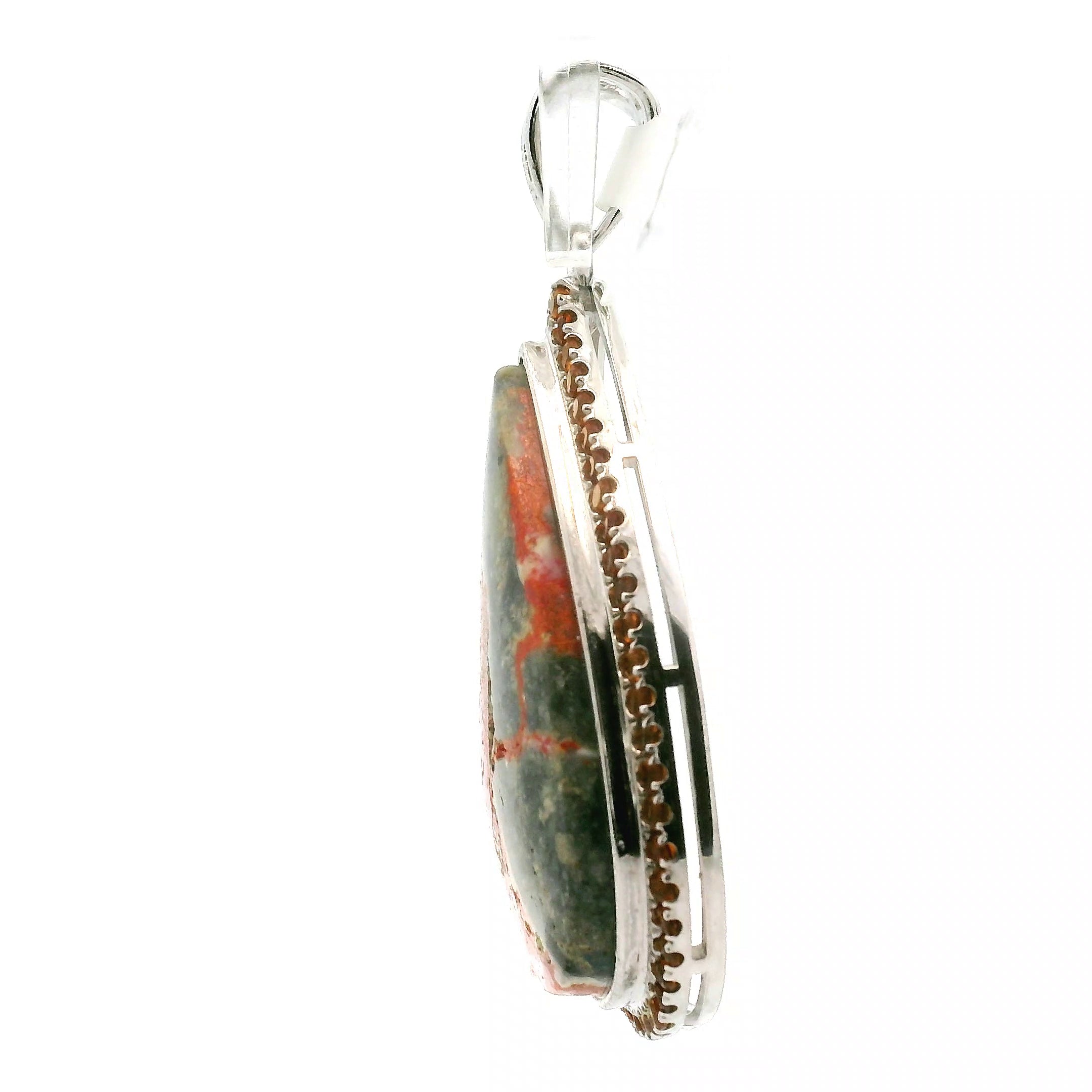Magma Chalcedony with Citrine Pavé Pendant .925 Silver for Promoting Creativity and Personal Power
