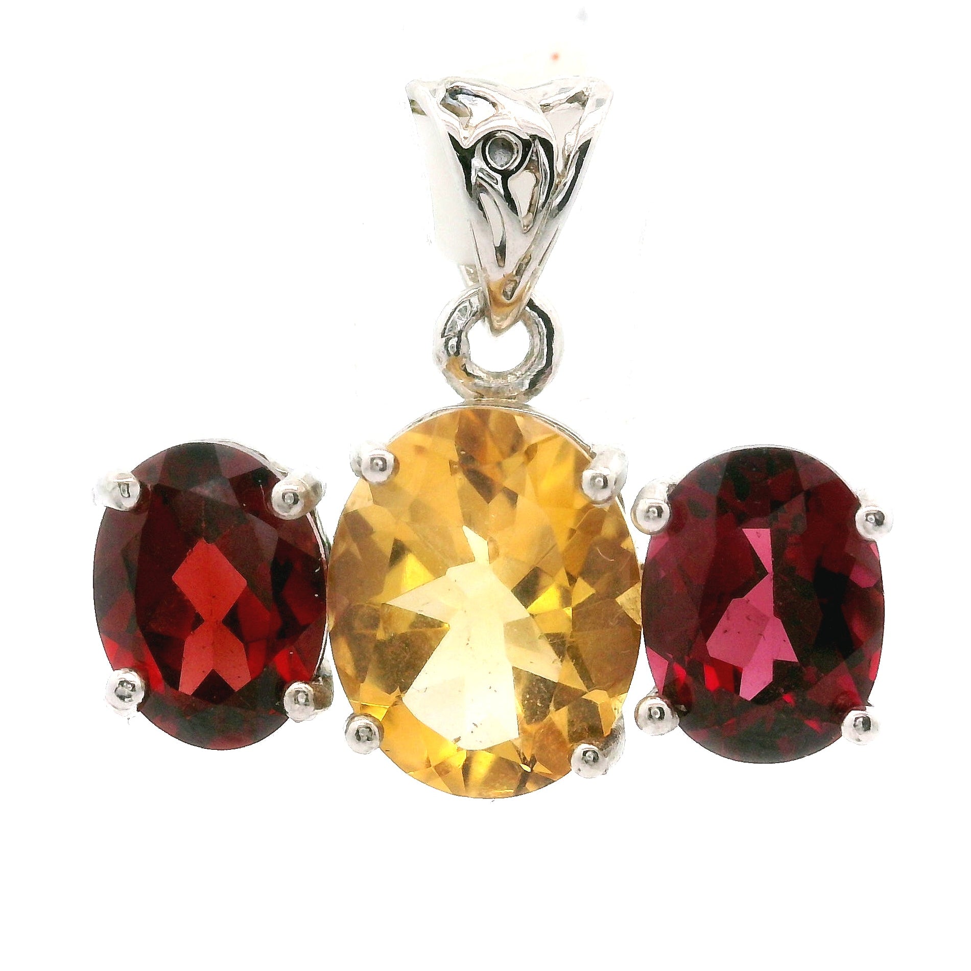 Triple Stone Enchanting Crown Pendant .925 Silver for Embracing your Power