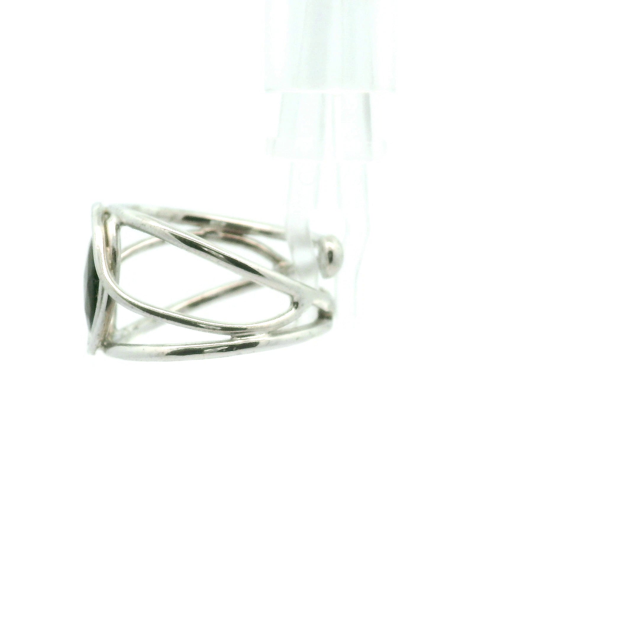 Nuummite Cuff Ring .925 Silver for Awareness, Communication and Meditation