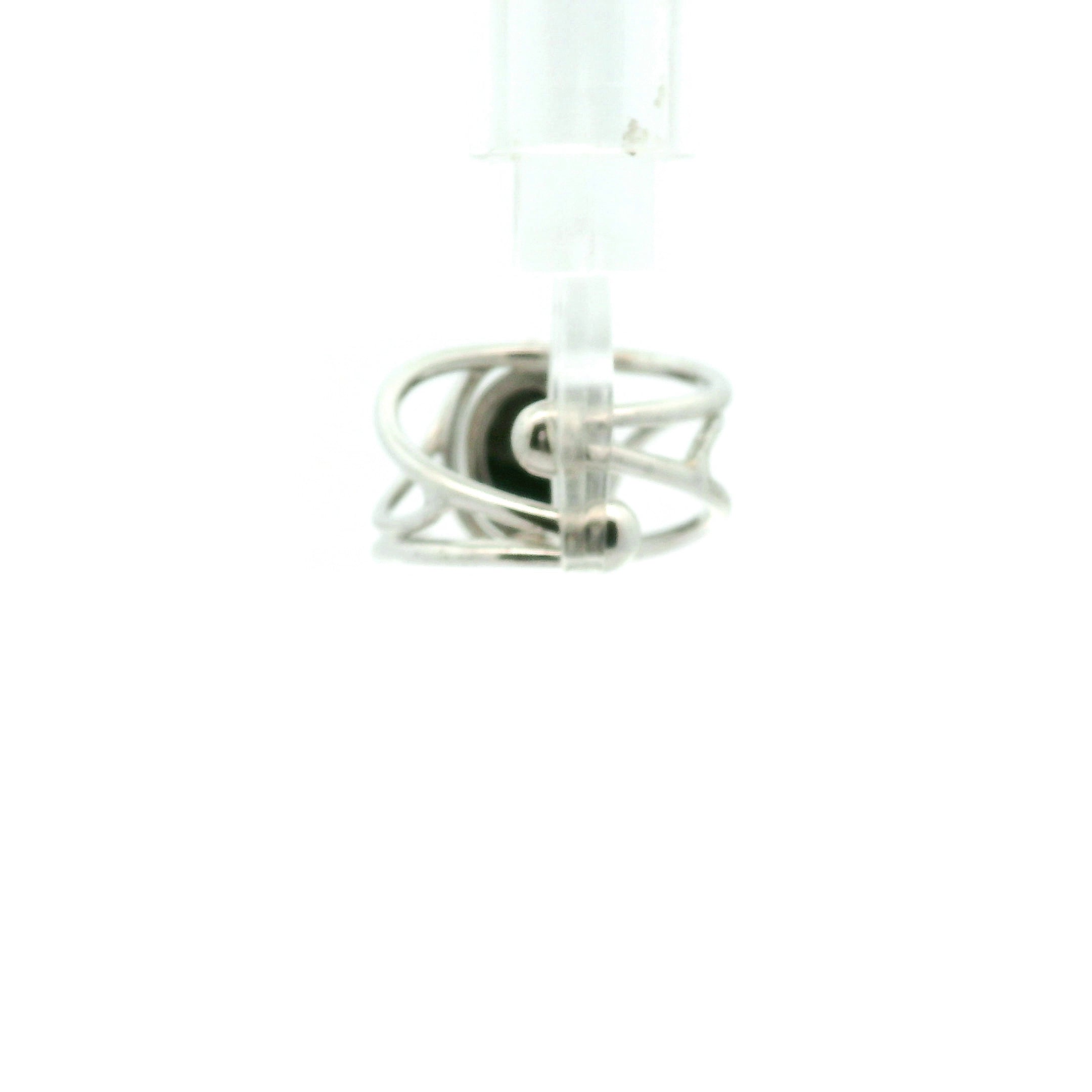 Nuummite Cuff Ring .925 Silver for Awareness, Communication and Meditation