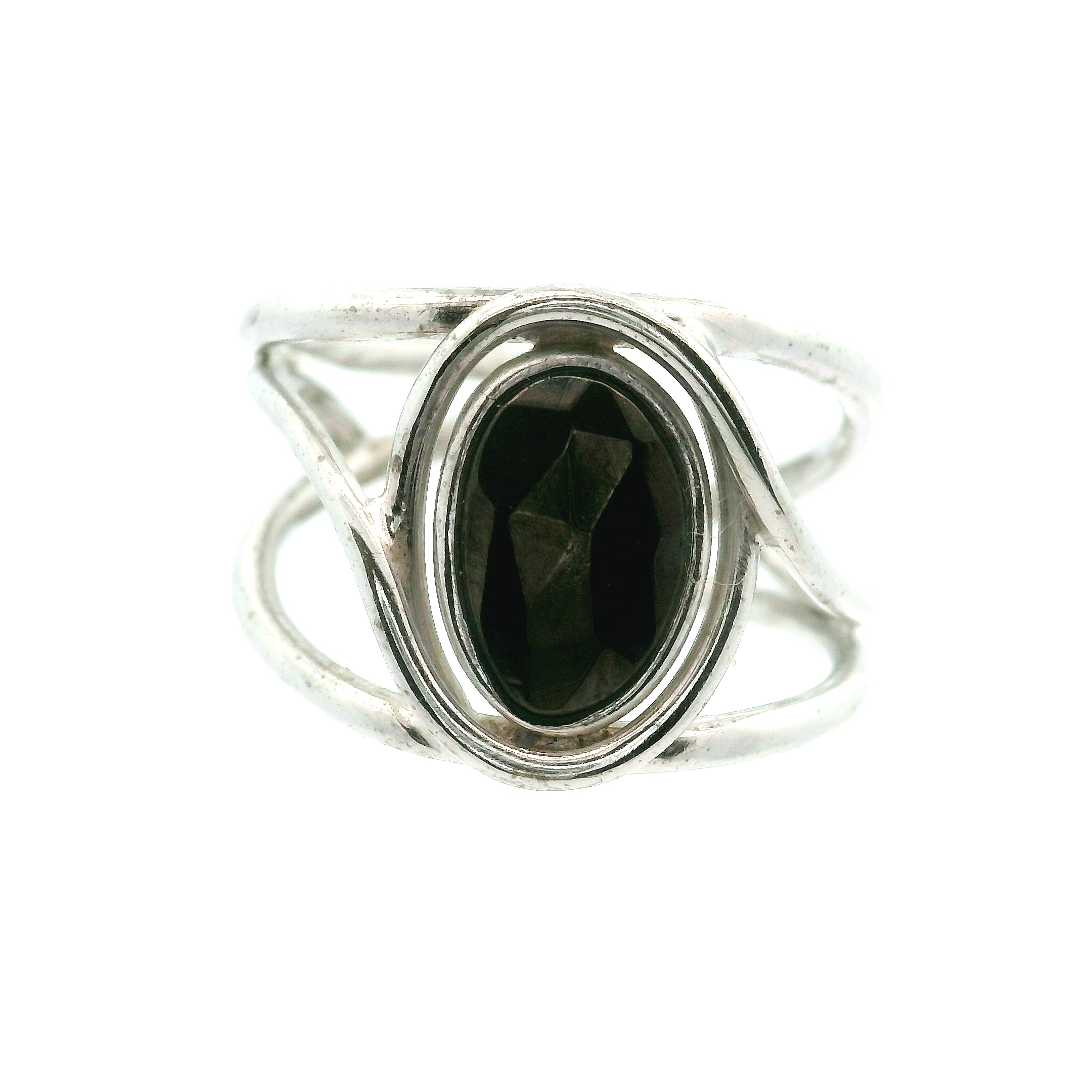 Nuummite Cuff Ring .925 Silver for Awareness, Communication and Meditation